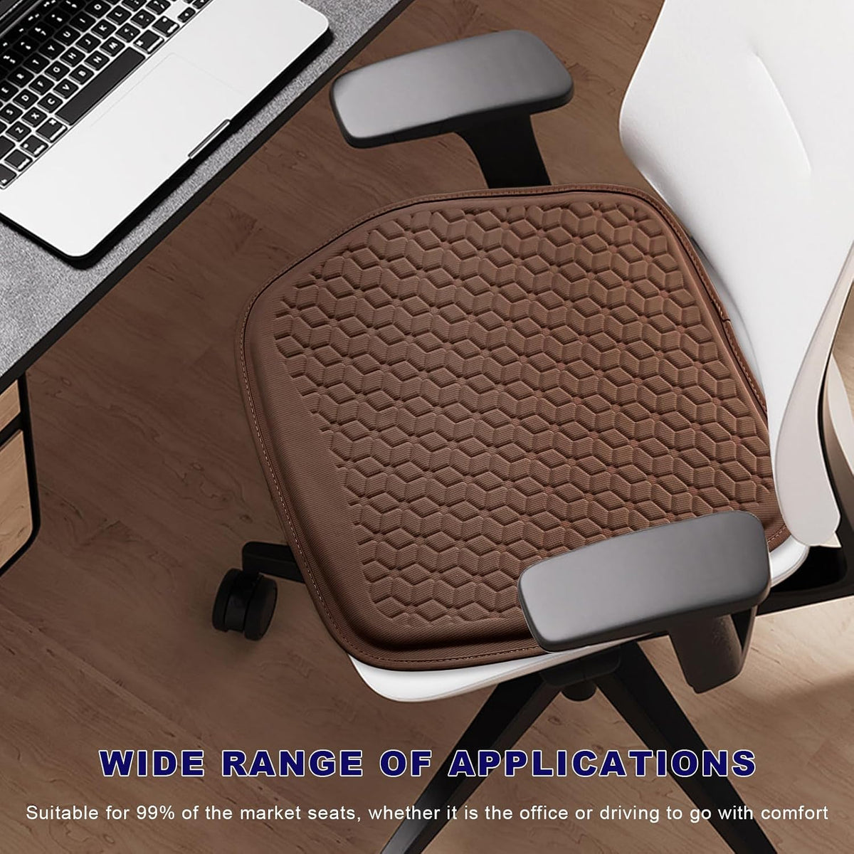 Gel Car Seat Cushion, Non-Slip Front Seat Bottom Cushion Pad, Brown