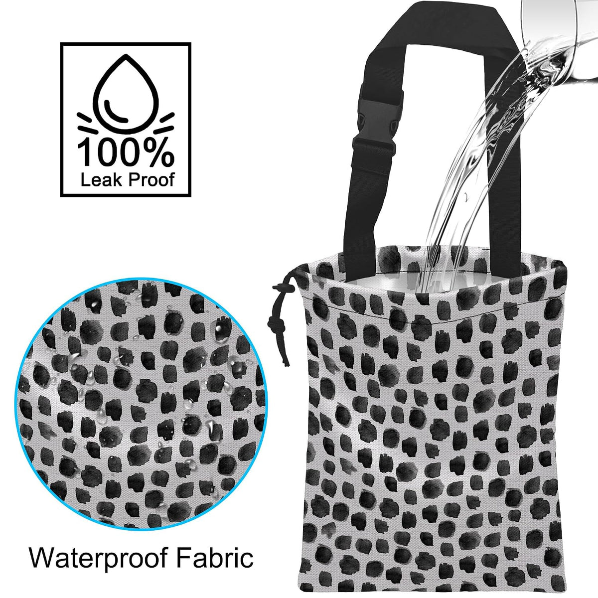 Car Trash Bag Hanging Black Dots Car Trash Can Waterproof Garbage Bag Hanging for Car Back Seat