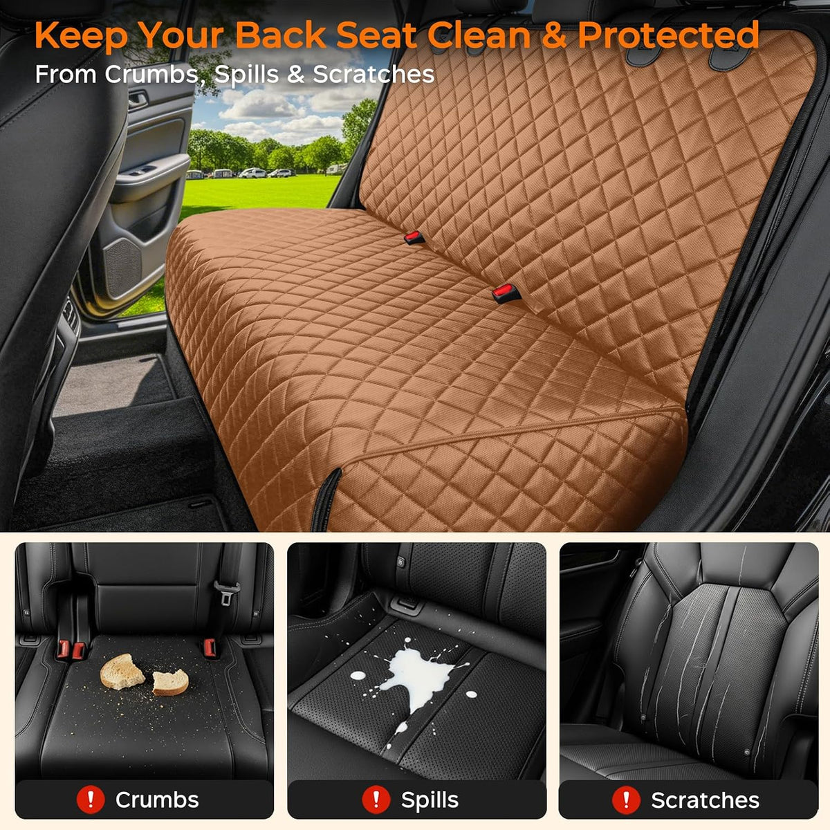 URPOWER Dog Car Seat Cover for Back Seat, Waterproof Car Seat Protector