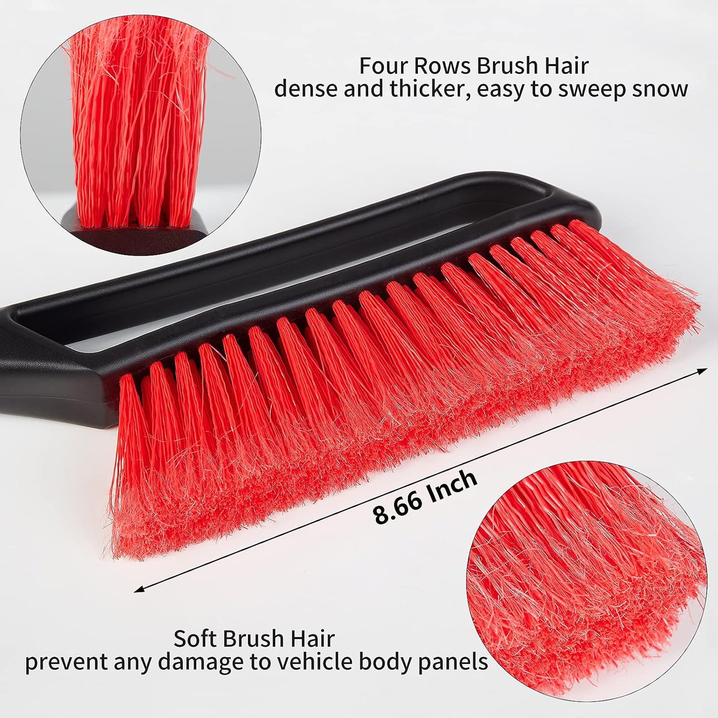 FOVAL 27" Snow Brush with Wider Ice Scraper (4.73" Width)(2 Pack), Snow Removal Car Brush with Comfortable Foam Grip for Cars, Trucks, SUVs, Windshield (Heavy Duty ABS, PVC Brush)