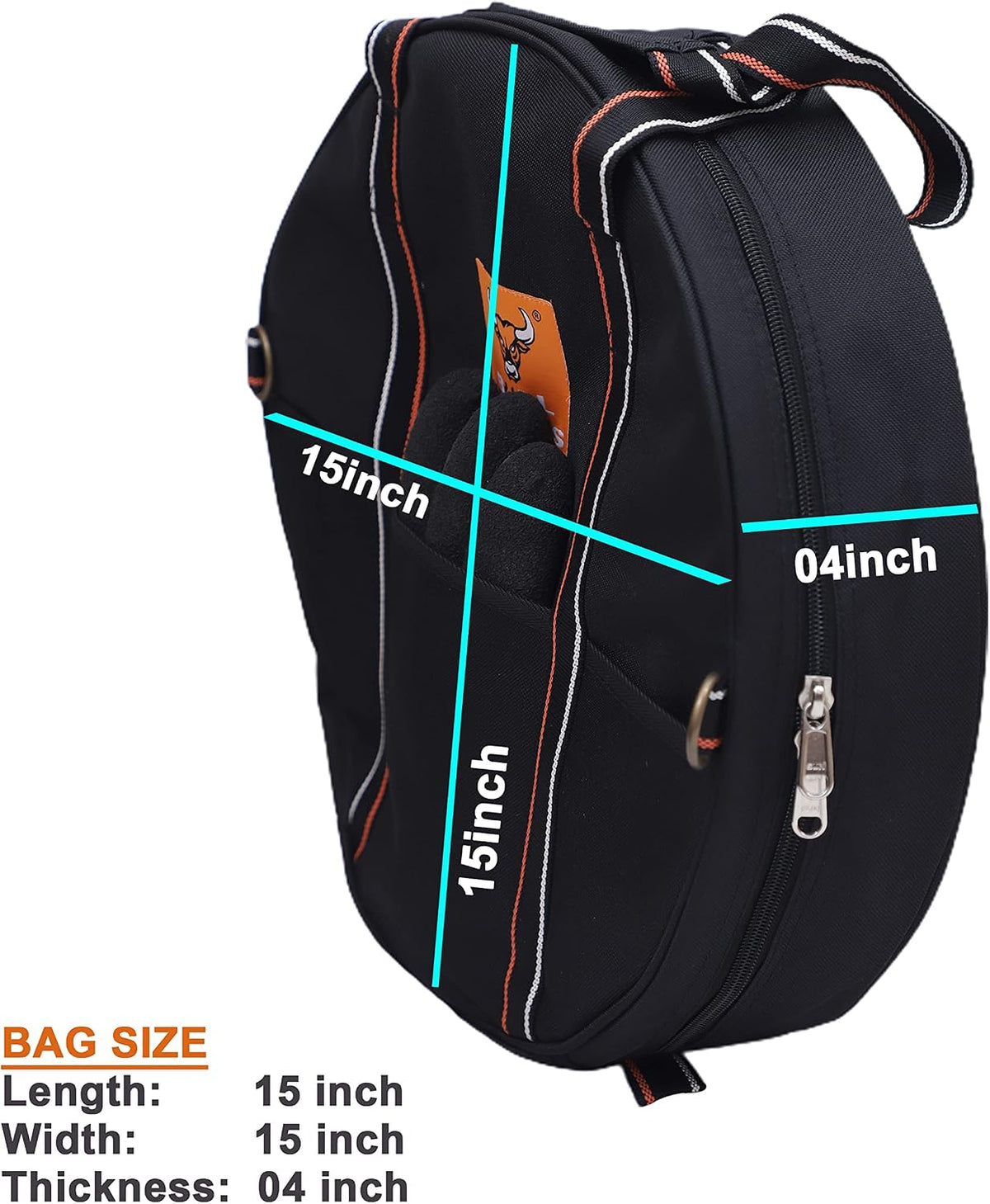 BULL TOOLS EV Charging & Jumper Cable Storage Bag, Organizer 6 Pocket Handmade Carry Bag - 15x15x4 Inch Waterproof Ballistic Polyester Round Bag, Cords, Small Tools, For Motor Vehicles - Black