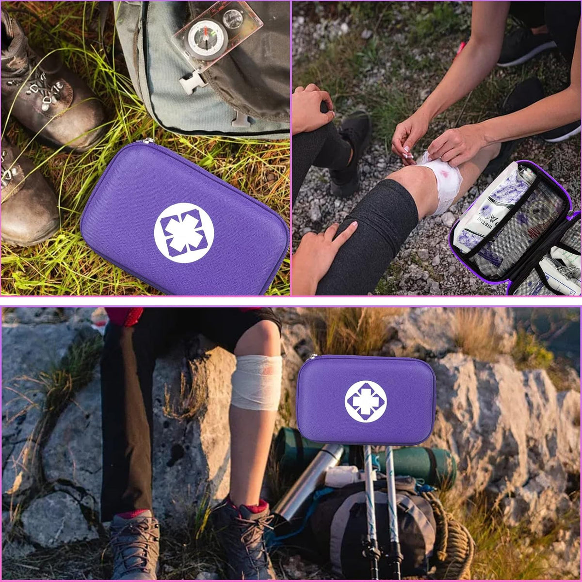 First Aid Kit 277PCS Car Home Camping Essentials Purple Emergency Kit