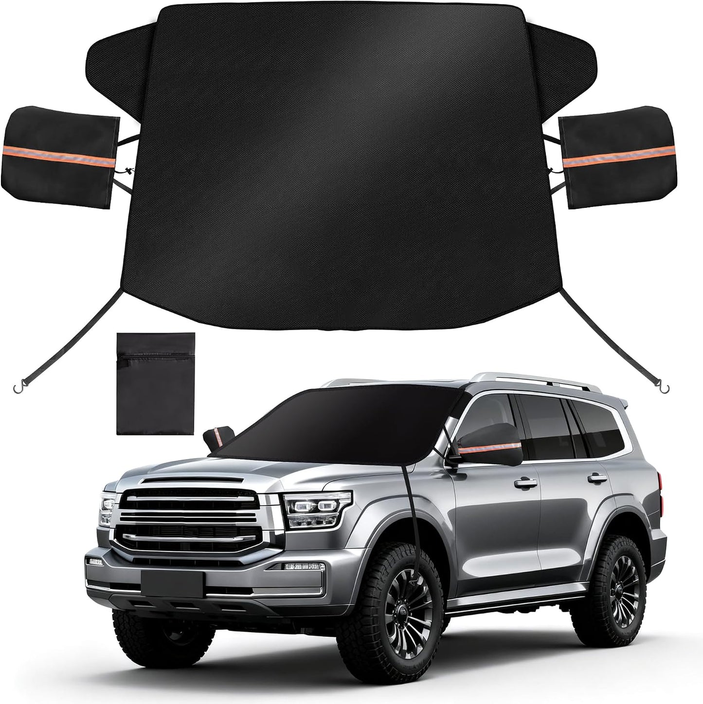 Car Windshield Cover for Ice and Snow, 600D Oxford Fabric Winter Frost Cover with Side Mirrors Cover, Frost Guard Windshield Cover for Car, SUV(68x 47 Inch)