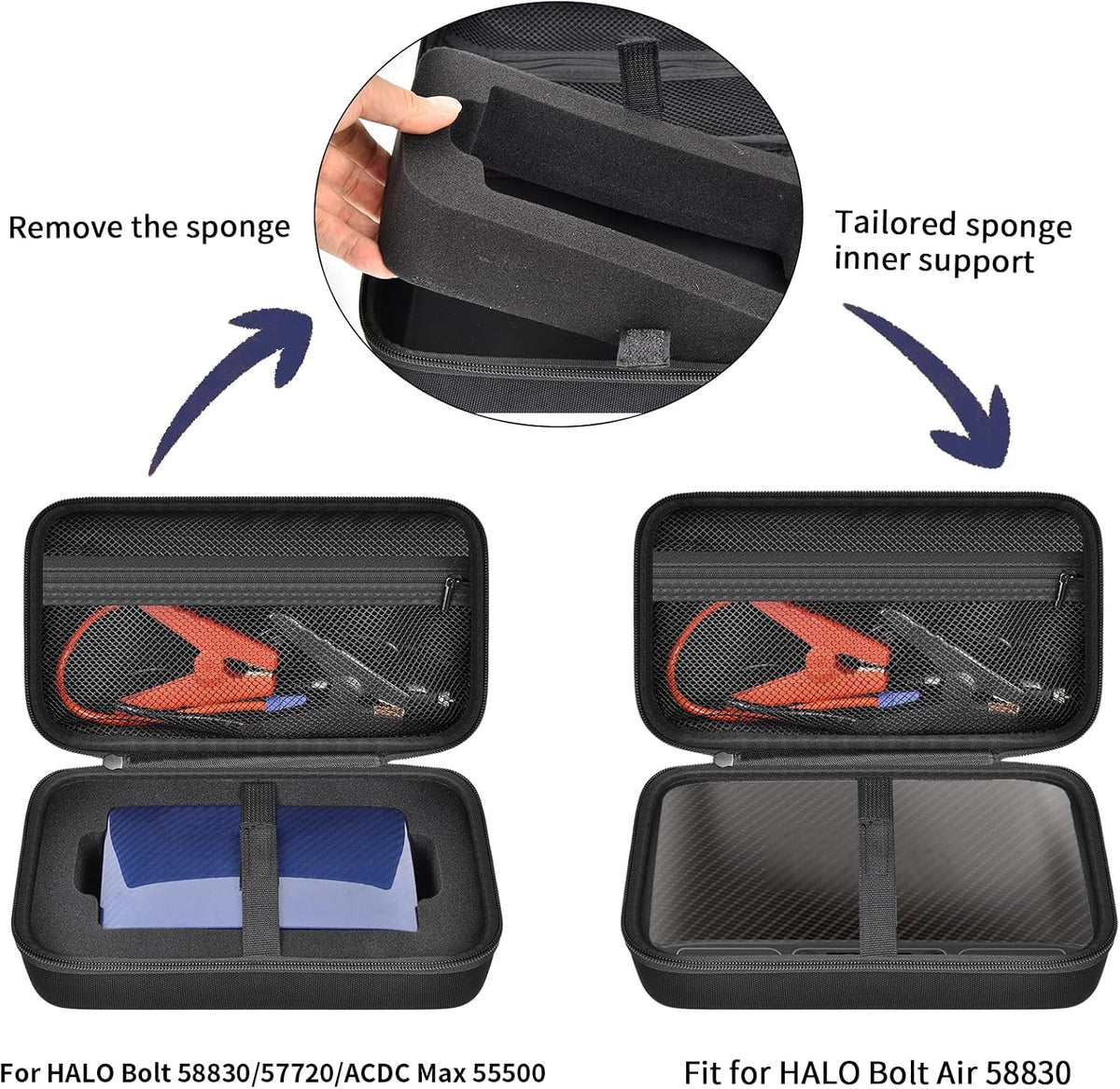ANKHOH Hard Case Compatible with Halo Bolt Air 58830 mWh/Bolt 58830/57720 / ACDC Max 55500, Portable Car Jump Starter and Air Compressor Storage Bag, Charger Holder for Emergency Power Kit