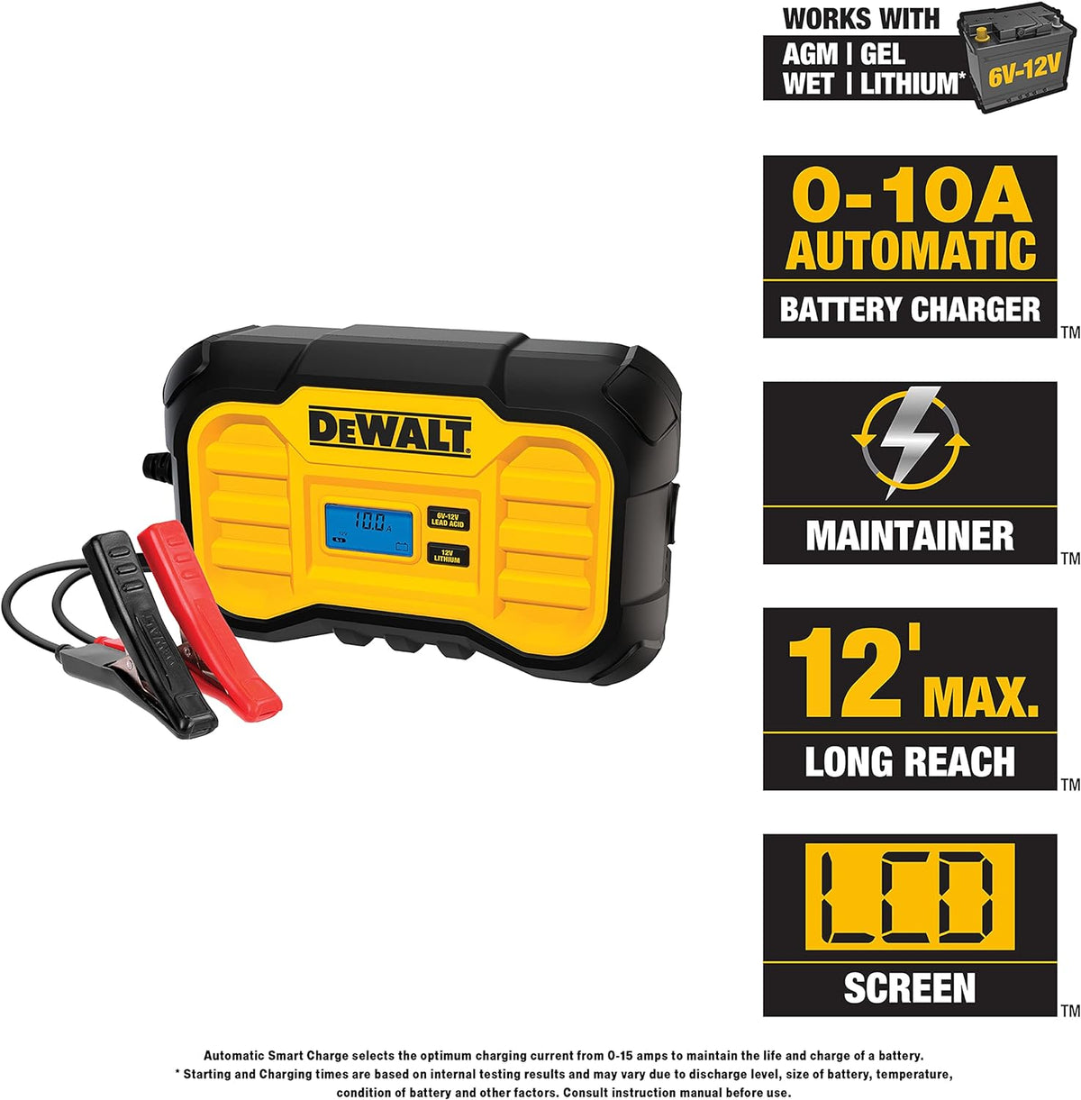 DeWalt DXAEC10 10 Amp Battery Charger for Vehicles