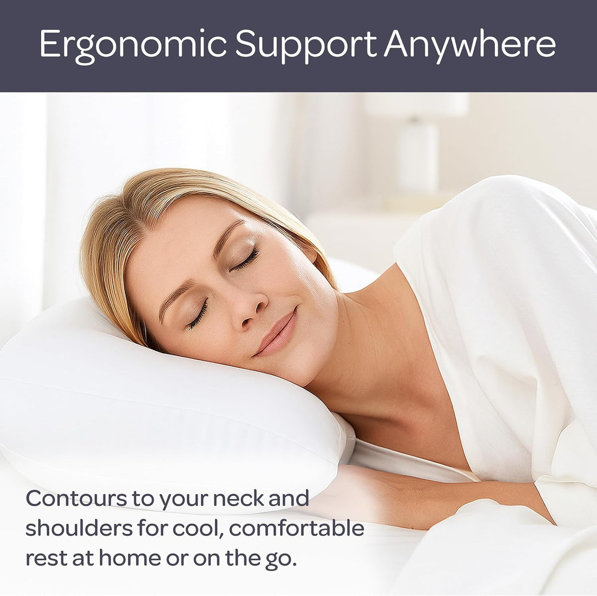 Bluestone Microbead Neck Pillows for Sleeping, White, Set of 2, 20.5”x11”x4”