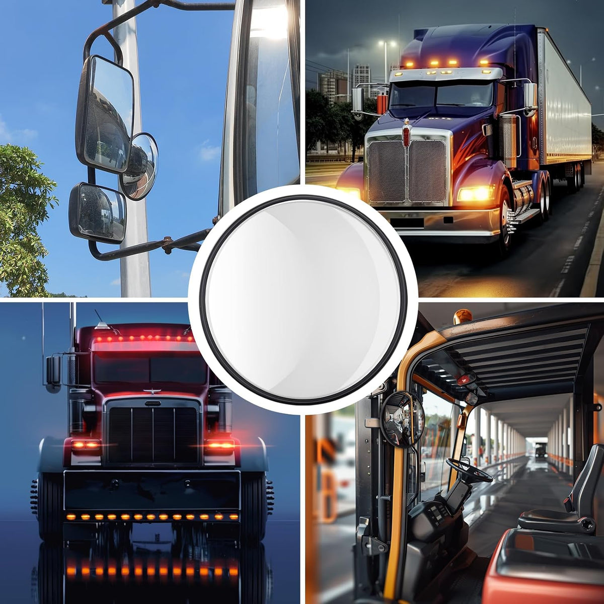 10" Tractor Mirrors Convex Truck Forklift Mirror Wide Angle Adjustable Side Rear View Blind Spot Reduction Black (1, 10 Inches)
