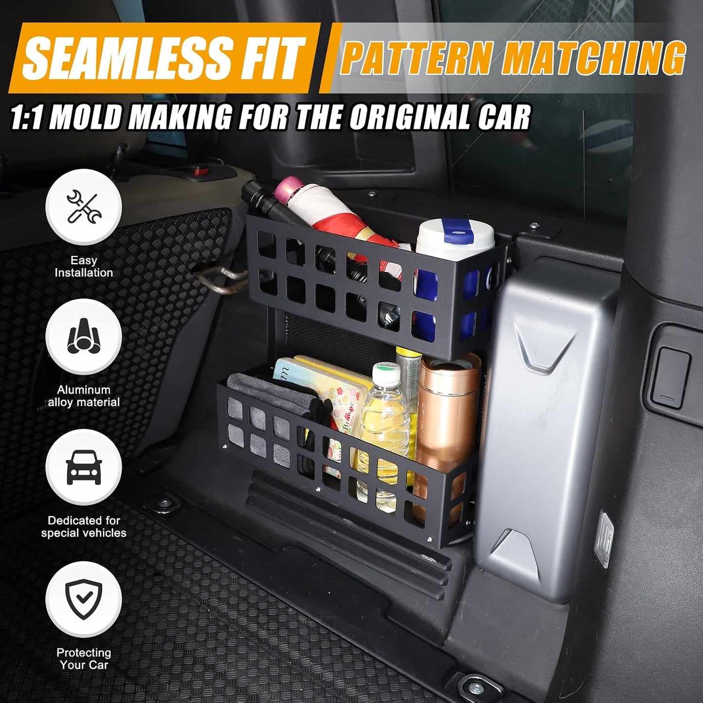 Trunk Right Organizer Compatible with Land Rover Defender 110 2020-2025 Aluminum Alloy Cargo Rack Modular Storage Box Shelf Trunk Right Side Organizer Storage Box Basket Accessories