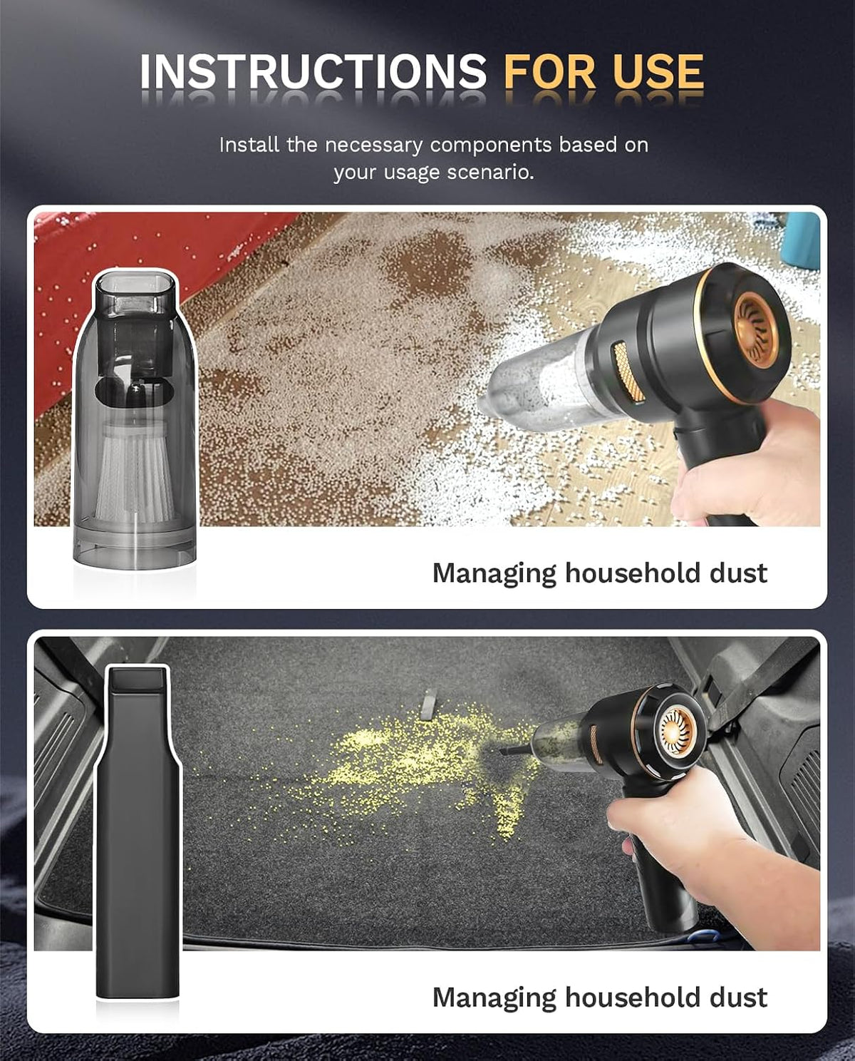 Foldable Cordless Handheld Car Vacuum Cleaner,Mini Vac Duster