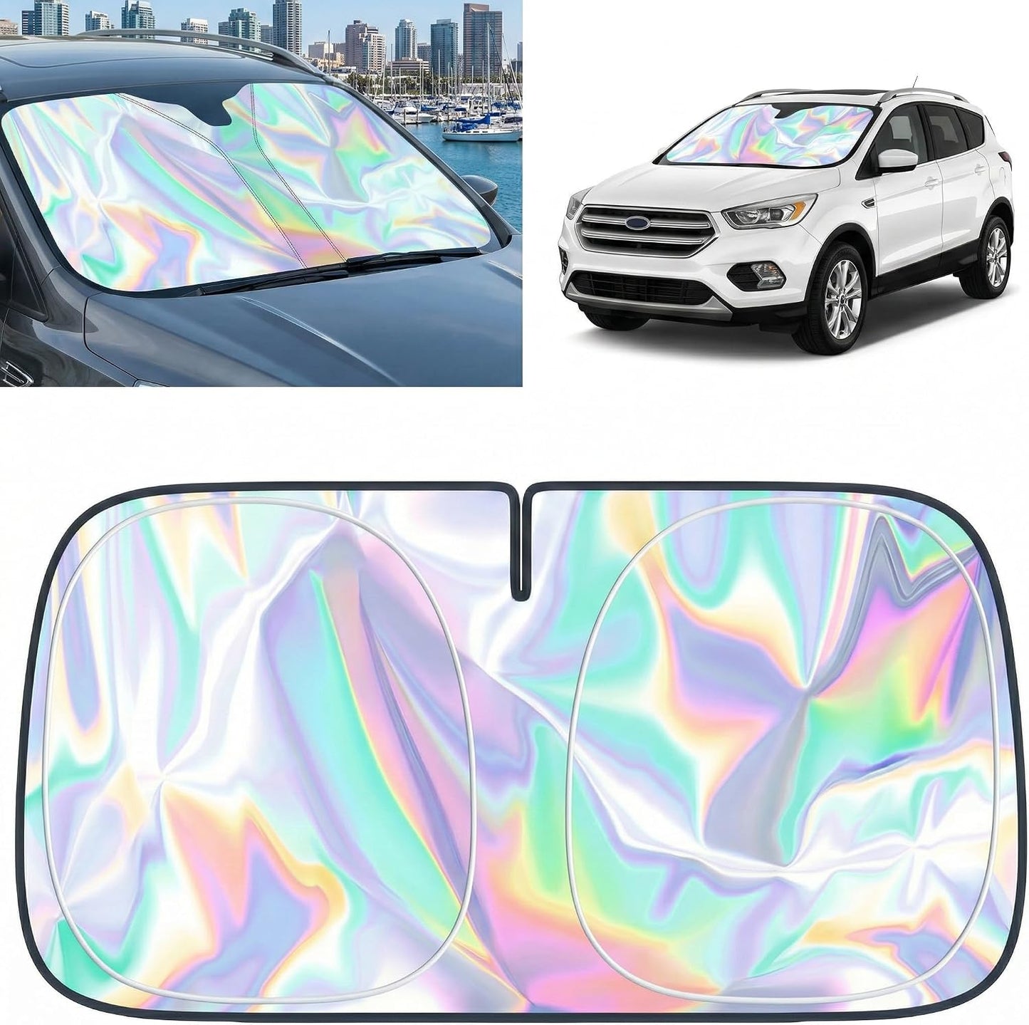 for Ford Escape 2013-2026 Windshield Sun Shade - Foldable Windshield Cover Sun Shade for Escape Accessories Protect Car from Sun Rays Overlapping UV Reflective Window Sunshade