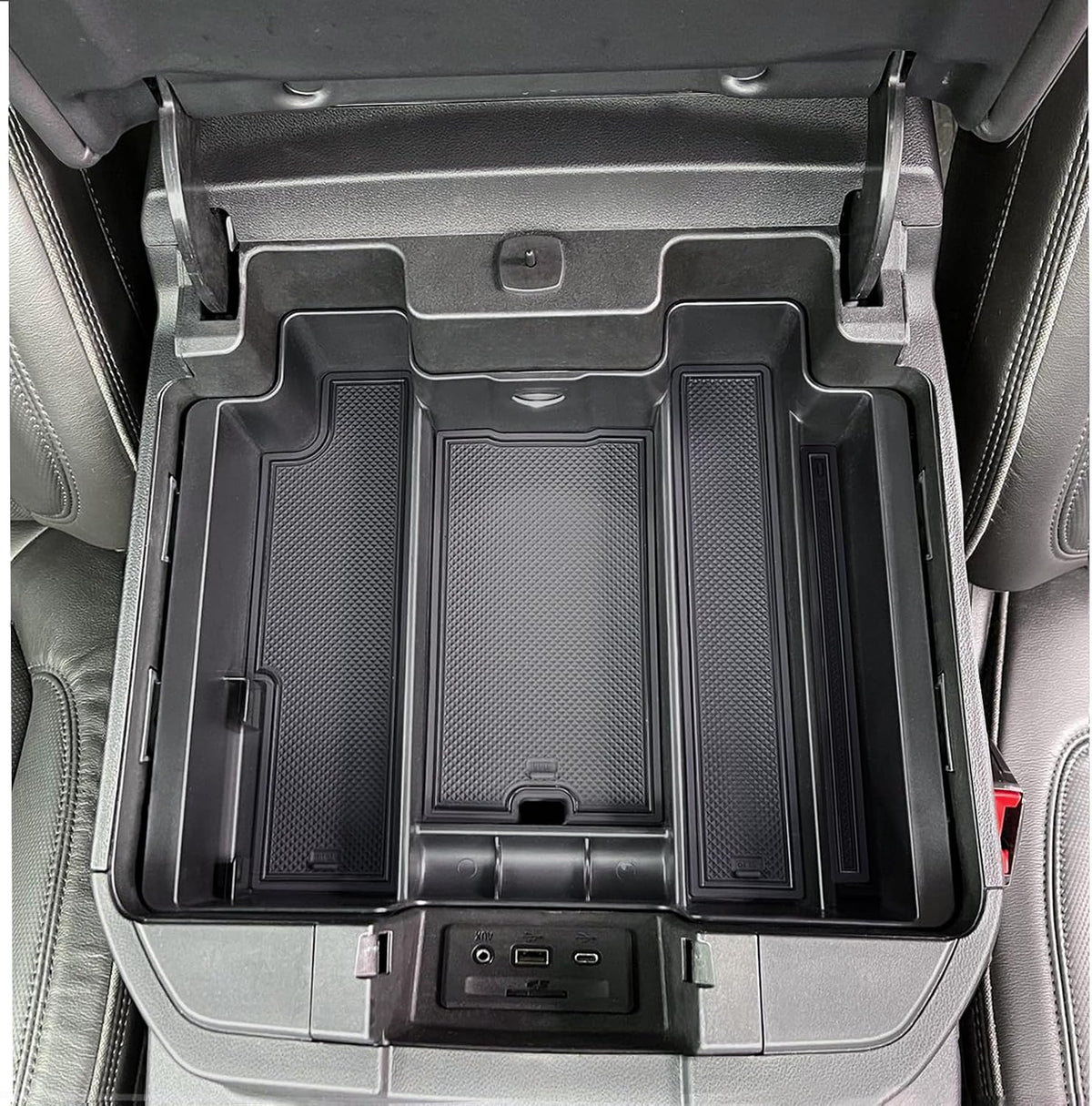 TOPINSTALL 4 Compartments Full Size Tray Compatible with 2019-2022 GMC Sierra Chevy Silverado 1500 and 2020-2023 Silverado/Sierra 2500HD 3500HD Full Console w/Bucket Seats ONLY