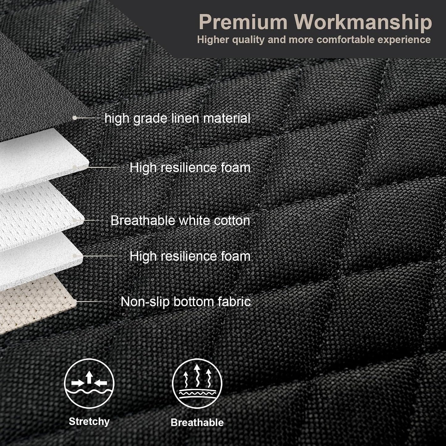 West Llama Linen Car Seat Covers,Bottom Seat Covers for Cars Include 1 Piece Front Driver Seat Pad Mat Universal Fits 90% Vehicles,SUVs,Cars,Sedans(1Piece-Black)