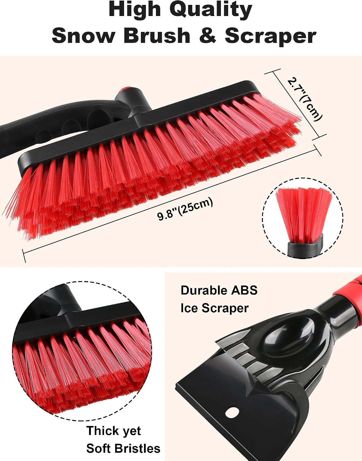 anngrowy 32" Snow Brush for Car Ice Scraper for Windshield Car Scraper Brush for Ice and Snow Scraper with Brush Extendable Long Snow Removal Brush for Trucks SUV Snow Broom Cleaner for Car