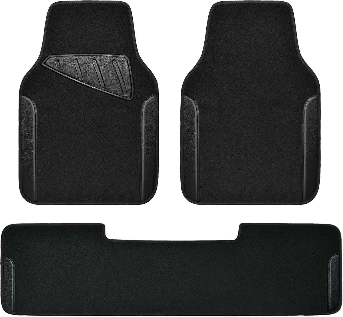 CAR PASS Waterproof Universal Fit Car Floor Mats, Car Mats Fit for SUV,Vans,sedans, Trucks,Set of 4pcs Car Carpet with Driver Heel Pad（Black and Burgundy）