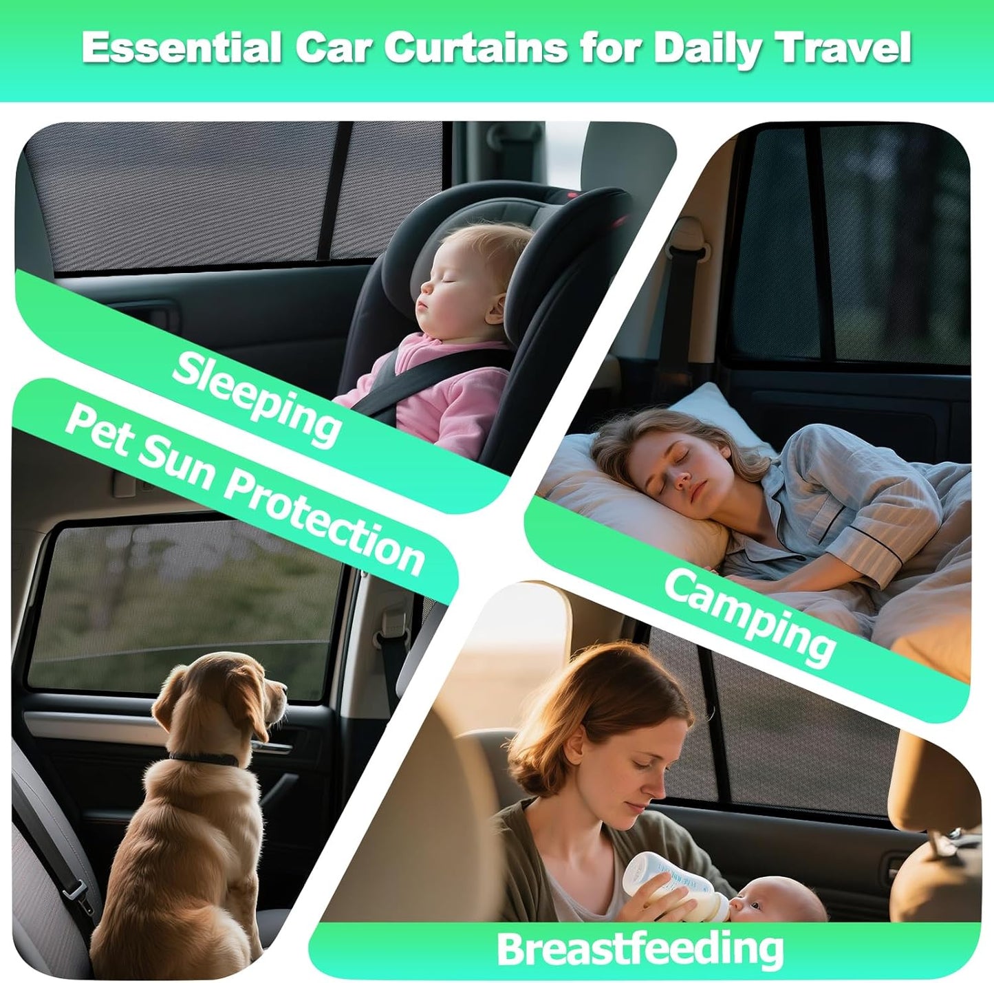 RAV4 Window Shades 2019-2024, Rear Side 2PCS Mesh Set | Custom Fit, Superior Sun Protection, Secure Magnetic Installation, Breathable Mesh, Ideal for Travel & Outdoor Adventures