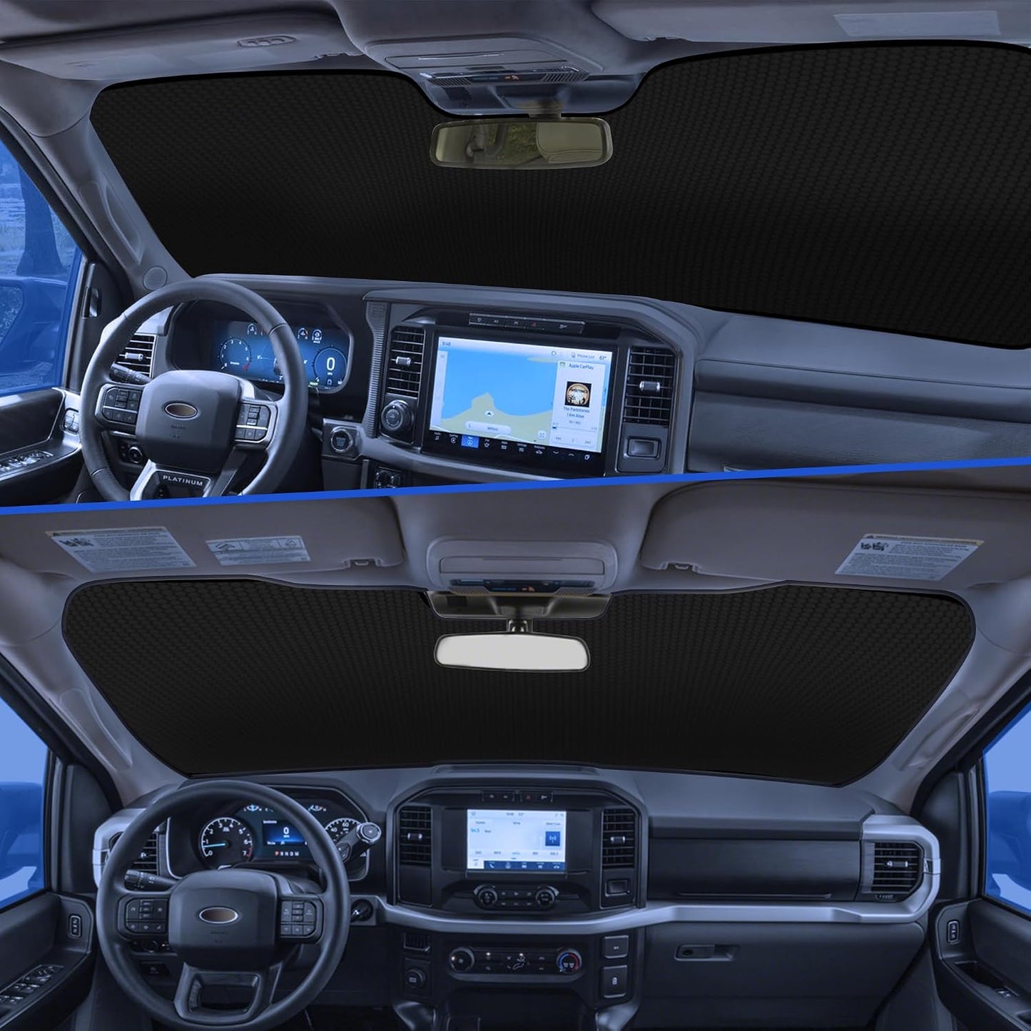 LITIVY Windshield Sun Shade Compatible with 2021 2022 2023 2024 Ford F150 F250 F350 30"x62" for F-150 Folding Front Window Sunshade Shield Protector (30"x62"(Fit 2021-2024))