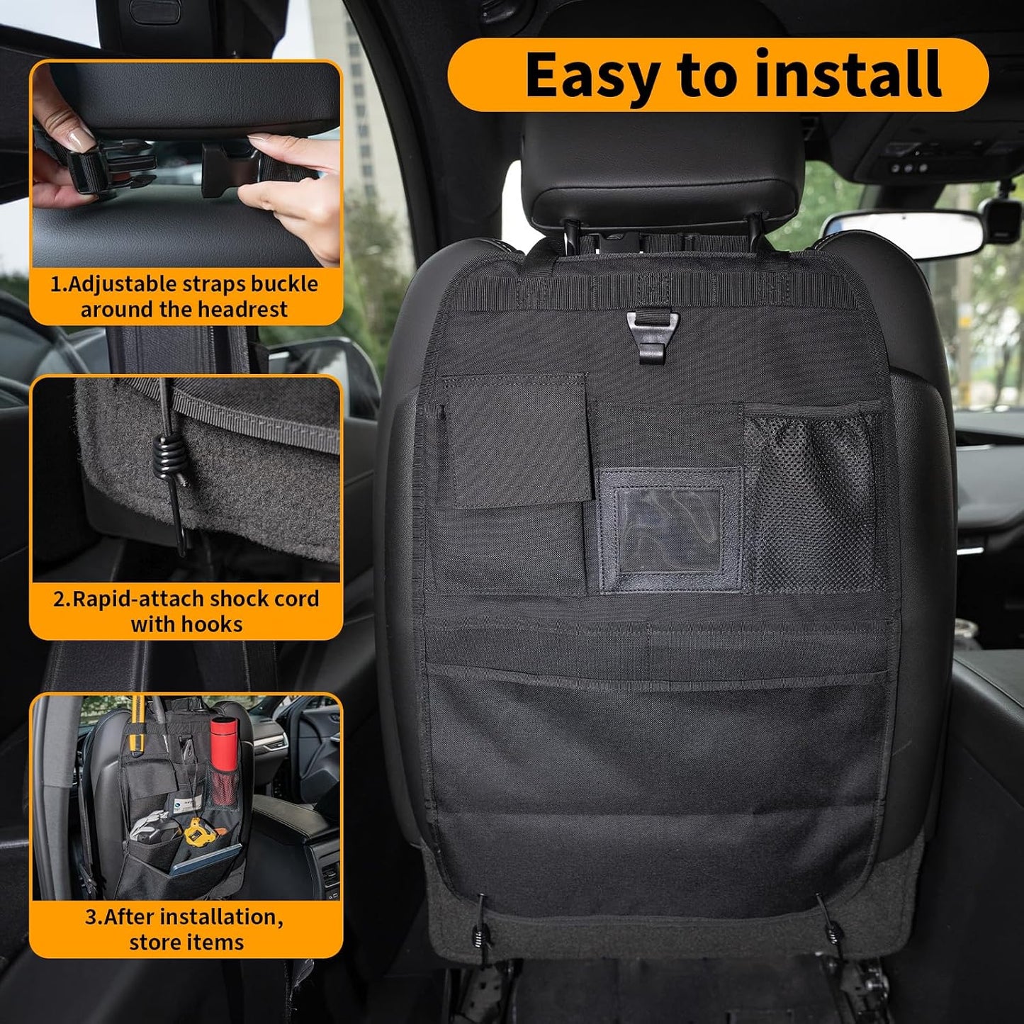 Back Seat Car Organizer with Car Storage Bags, Universal Car Organizers and Storage Truck Organizer(Black)