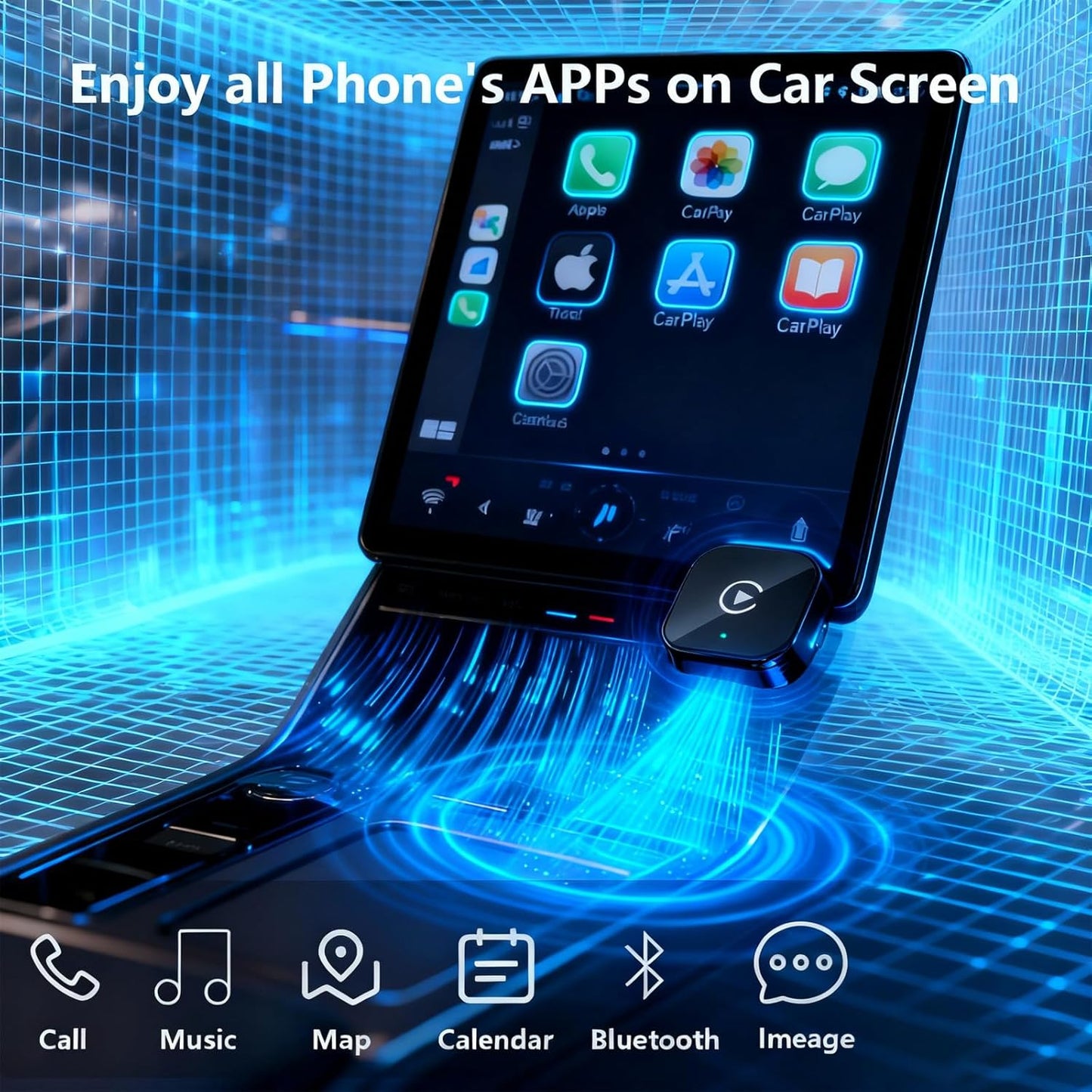 Wireless CarPlay Adapter for Apple iPhone & Android, 2-in-1 Adapter Convert Wired to Wireless Dongle