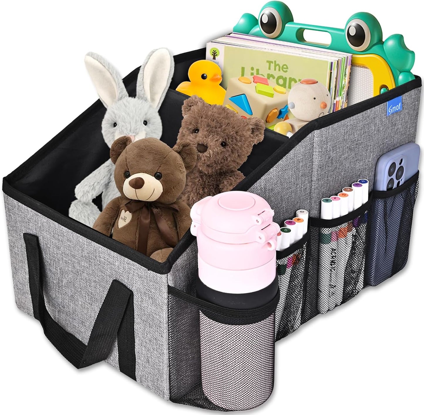 Smof Car Organizer- Car Seat Organizer for Front Seat Back Seat Between Seats, Foldable Car Storage Organizer for Kids Adults with Multi-Pockets-Car Organizers Backseat with Detachable Divider-Gray
