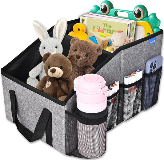 Smof Car Organizer- Car Seat Organizer for Front Seat Back Seat Between Seats, Foldable Car Storage Organizer for Kids Adults with Multi-Pockets-Car Organizers Backseat with Detachable Divider-Gray