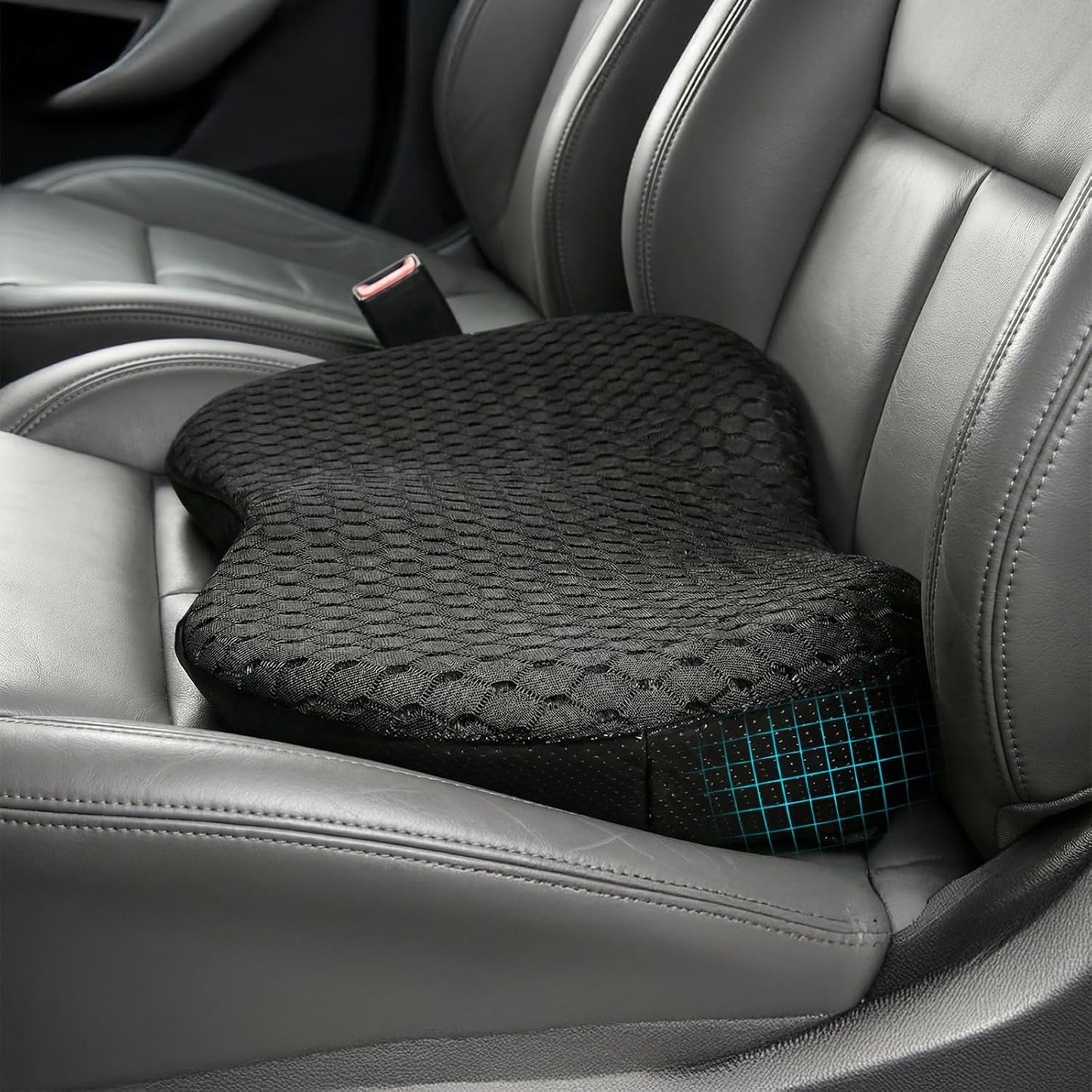 Livtribe Car Seat Cushion - Memory Foam Seat Pad for Sciatica & Lower Back Pain Relief - Driving Cushion with Breathable Mesh Cover - Road Trip Essentials for Drivers (3D Black)