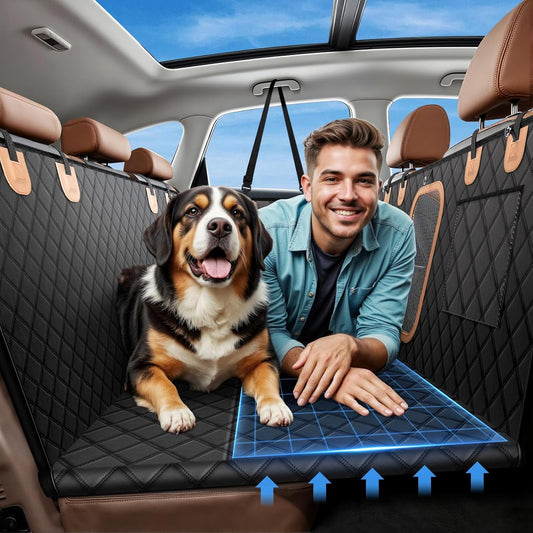 A-Pce 600D Heavy Duty Dog Car Seat Cover for Back Seat, 2026 Upgraded | Hard Bottom Back Seat Extender for Pets- Holds 600lbs, Waterproof Scratch Proof Nonslip Dog Hammock for Cars Trucks and SUVs