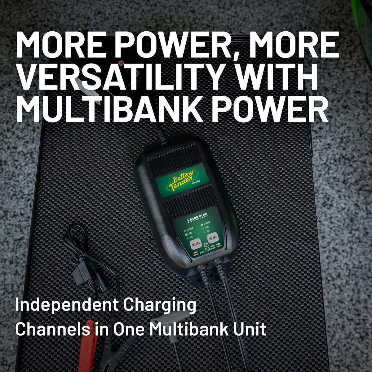 Battery Tender Plus 2 Bank Multibank Charger - 2.5 AMP (1.25 AMPs Per Bank) - Smart 12V Multi Battery Charger and Maintainer for Standard, AGM, and Lithium LiFePO4-022-0165-DL-WH