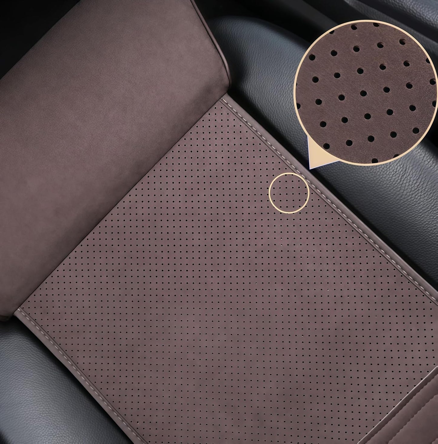 JUPENG Car Seat Leg Extender Cushion, Memory Foam Under Thigh Leg Support Pillow with Strap, Non-Slip Base & Removable Washable Cover for Driver Seat and Office Chair, Universal Comfort Pad (Brown)