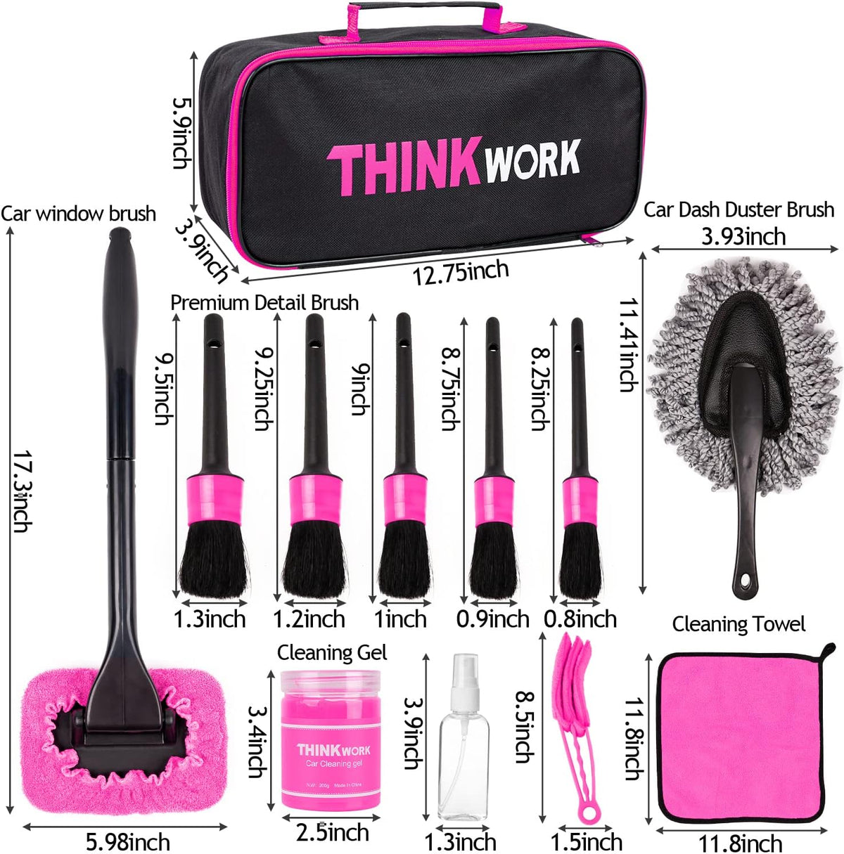 THINKWORK Car Detailing Kit Interior, Windshield Cleaner Tool, Dust Remover