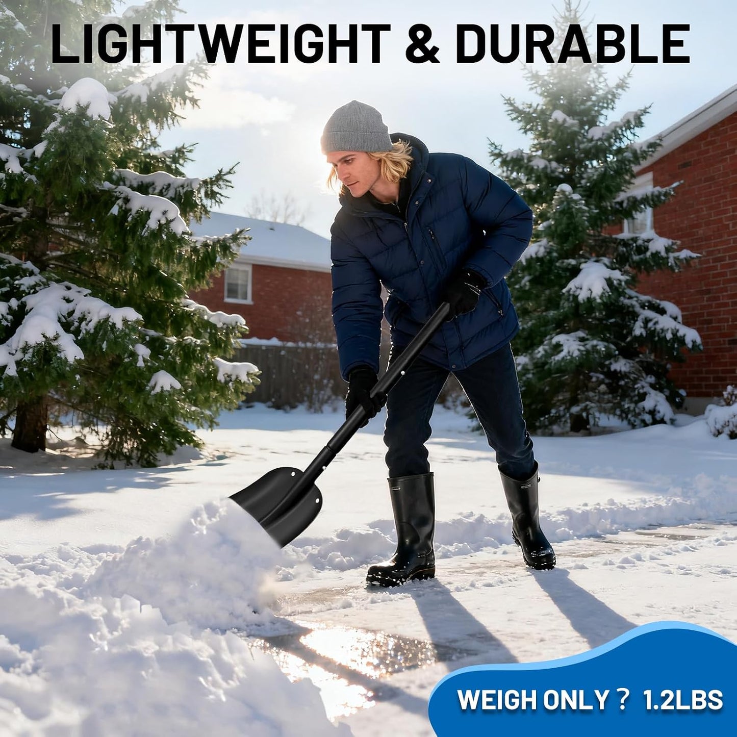Car Shovel Snow Kit，Aluminium Collapsible Snow Shovel & Extendable Ice Scrapers for Car Windshield with Foam Grip，Snow Car Shovel for Car, Trucks, SUV, Vehicles