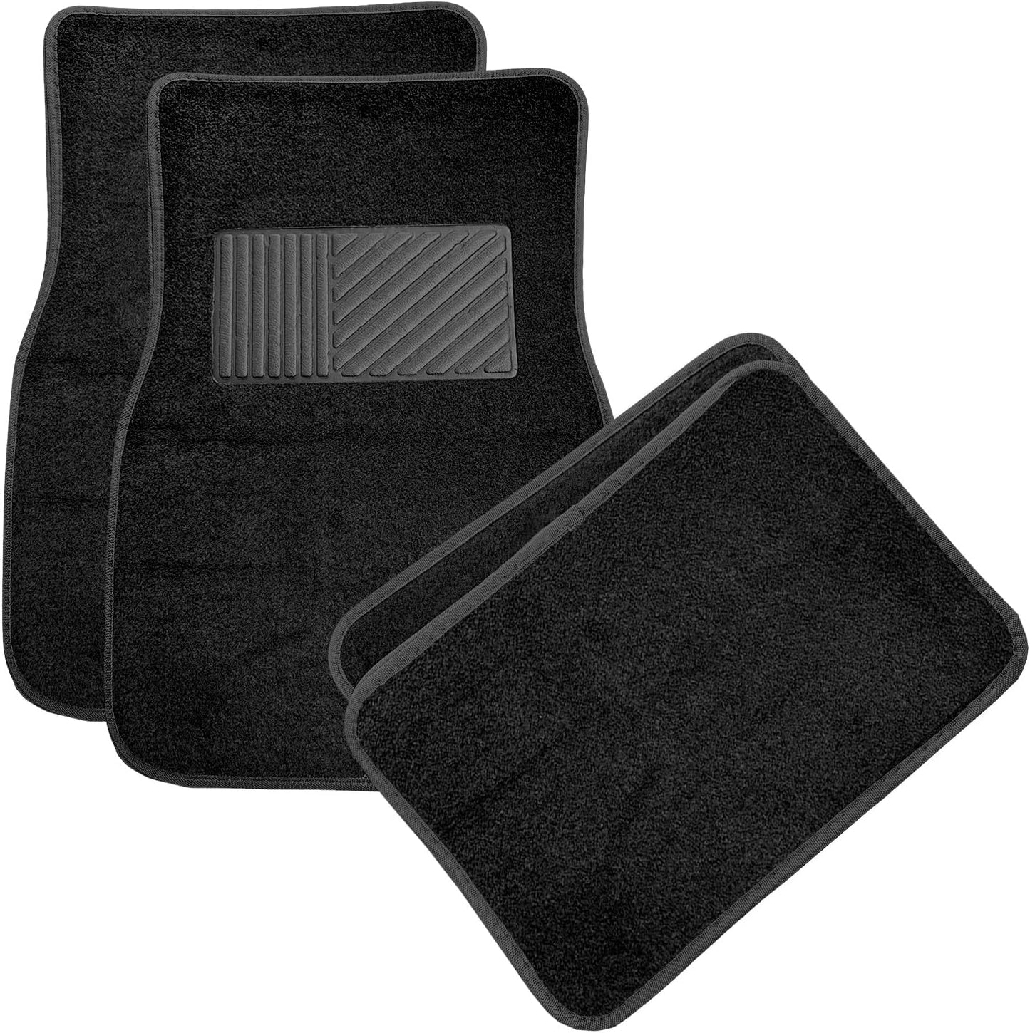 4PCS Car Floor Mats, Anti-Slip Waterproof Car Carpets with Safety Heel Pad, Heavy Duty Floor Mat for All Weather Protection, Universal Trim to Fit for Sedans Trucks SUVs (Black)
