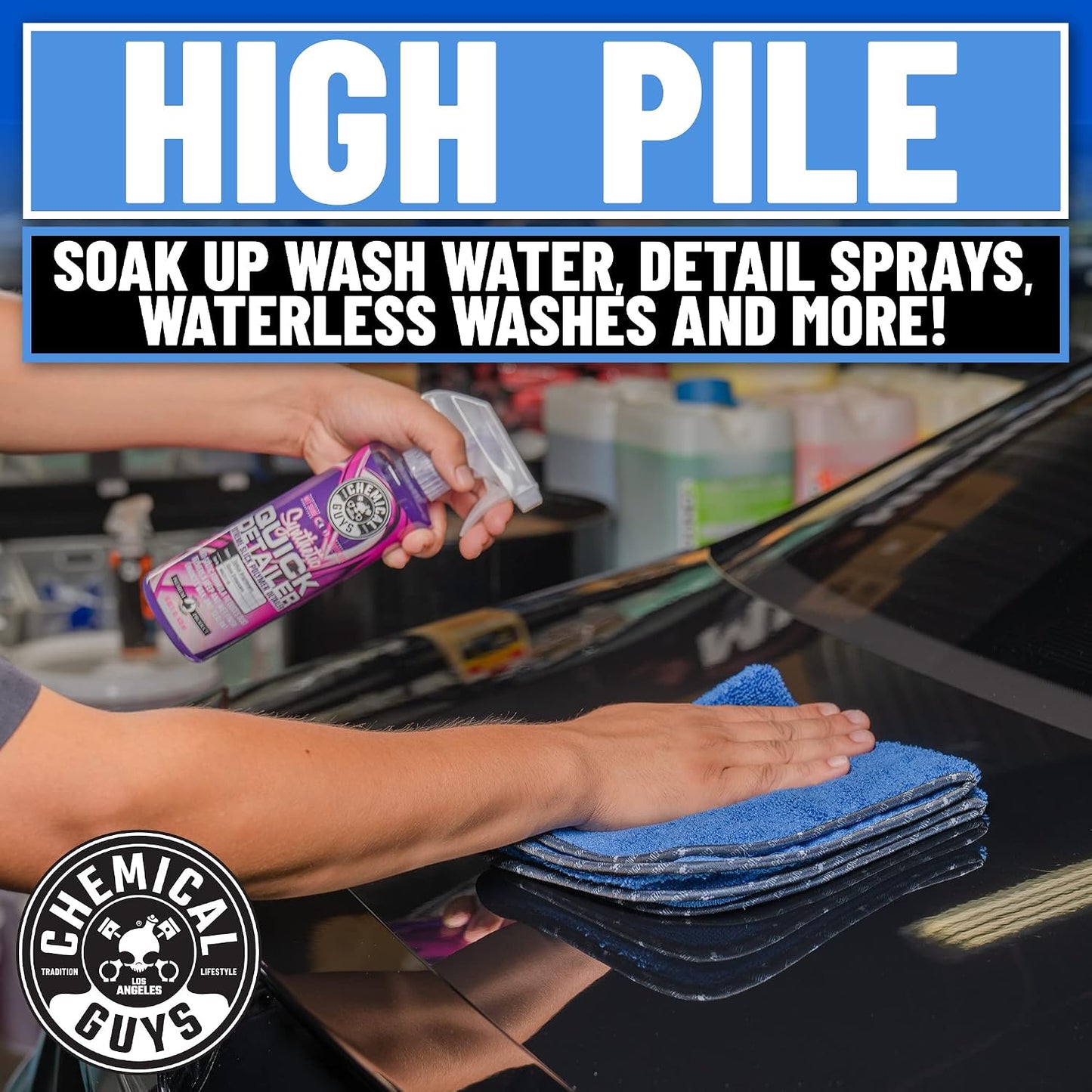 Chemical Guys, Professional Microfiber Towels, 16 x 16 in, Blue, 24 Pack | Ultra-soft, scratch-free towels to buff wax, dry panels and clean glass and interiors, machine washable