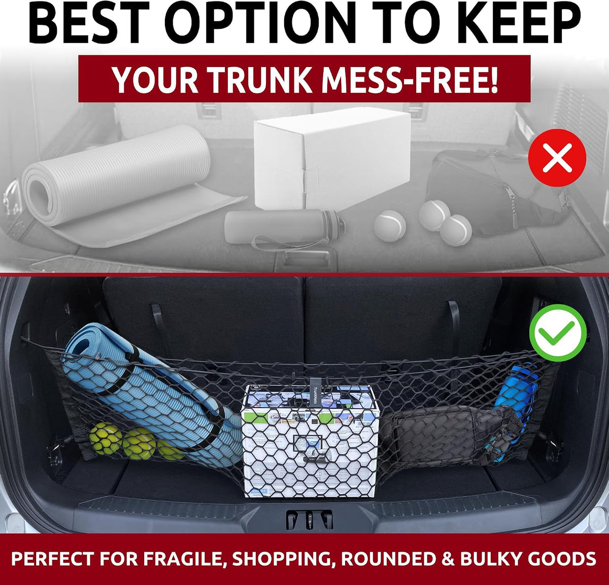 Envelope Style Trunk Mesh Cargo Net for Ford Explorer Base ST XLT 2020-2024 - Car Accessories - Premium Trunk Organizers and Storage - Cargo Net for SUV - Vehicle Carrier Organizer for Ford Explorer