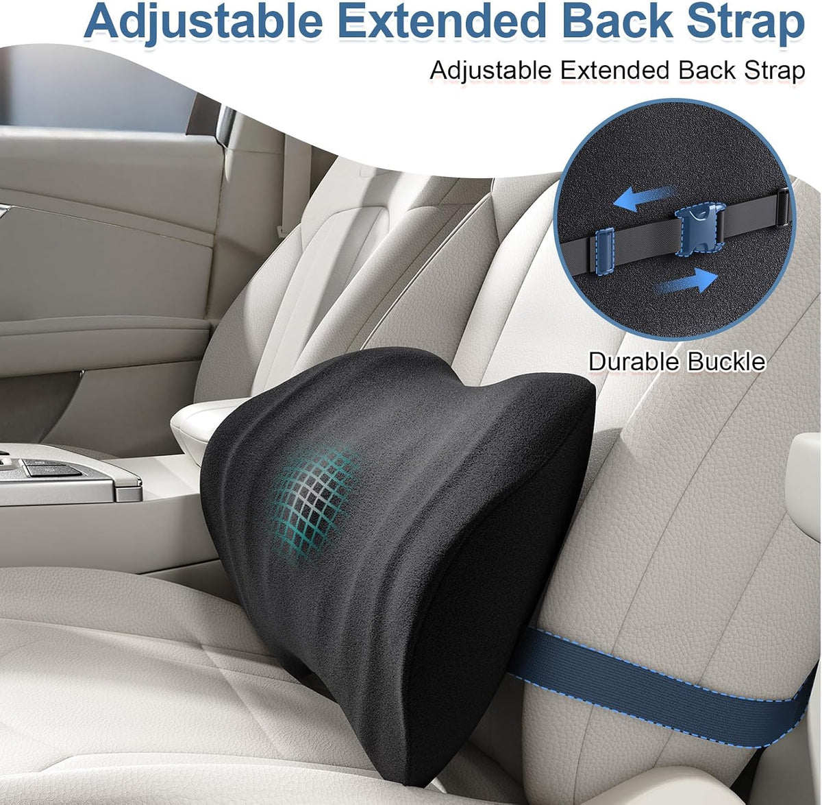BYMECOST Lumbar Support Pillow for Car, Ergonomic Back Cushion