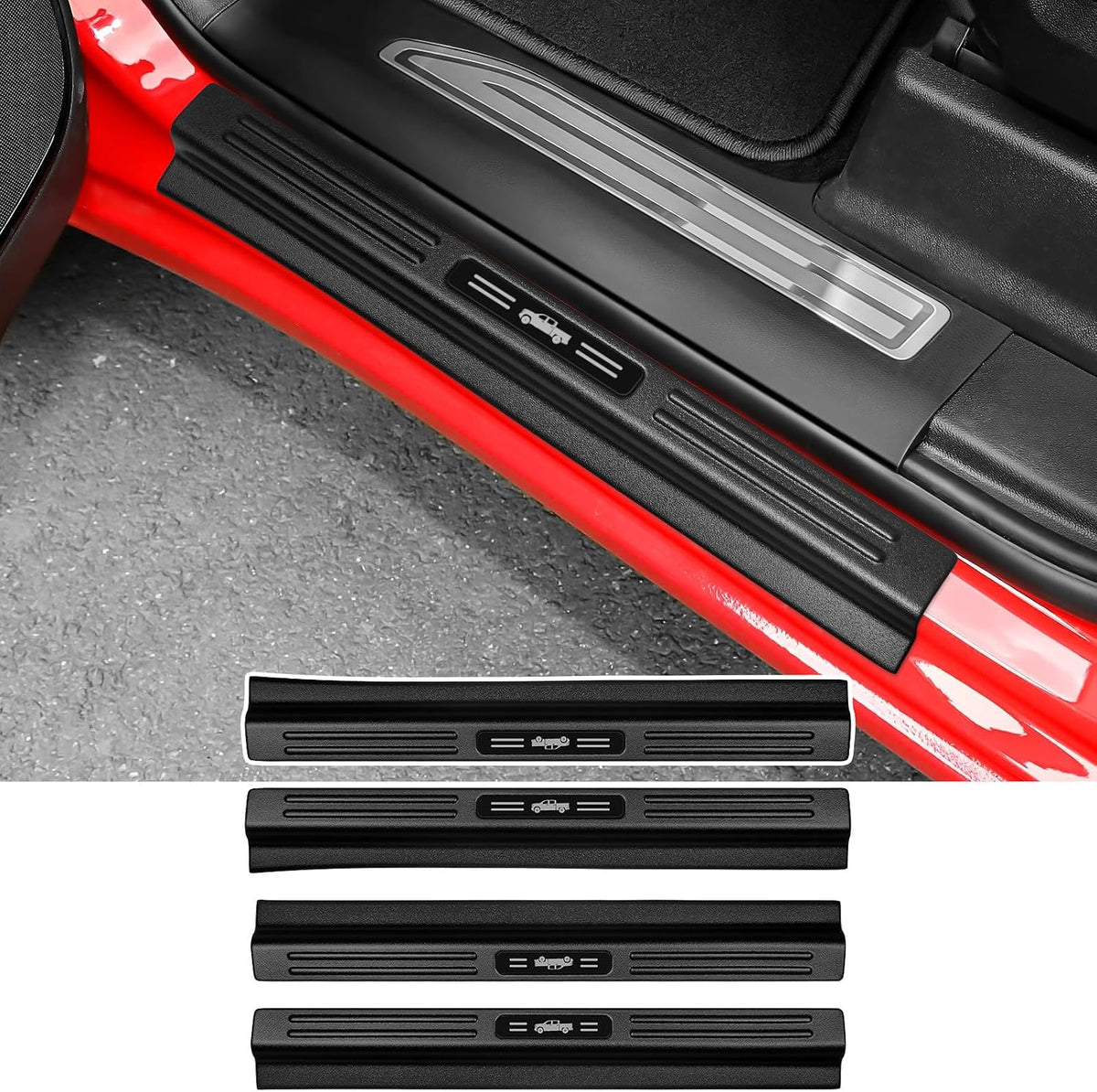 4PCS Door Sill Protector for 2019-2026 Chevy Silverado GMC Sierra 1500 Door Sill Guard Replace 2025 Silverado 1500 Accessories ABS Material