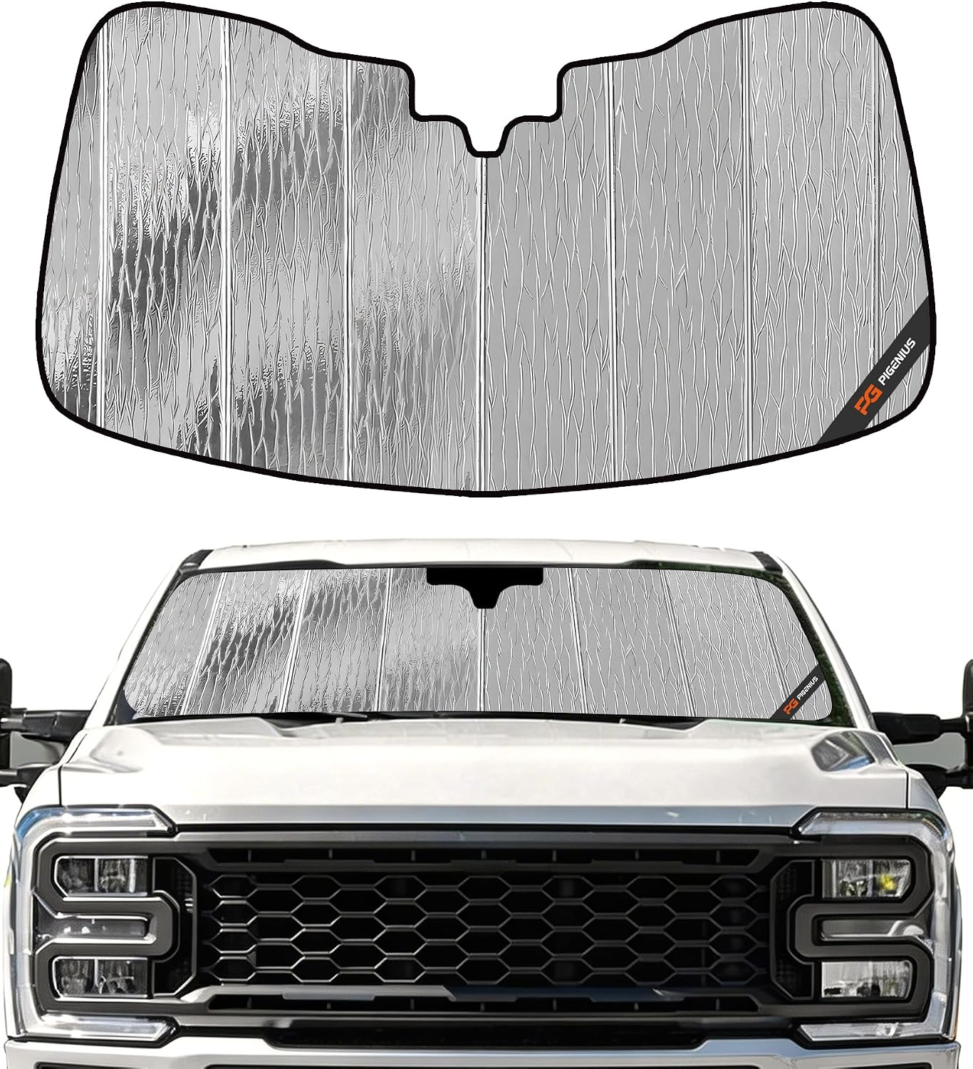 Pigenius Windshield Sun Shade for Ford F-250/F-350/F-450/F-550/F-600 2023-2026 Front Window Sunshade - AstraGuard