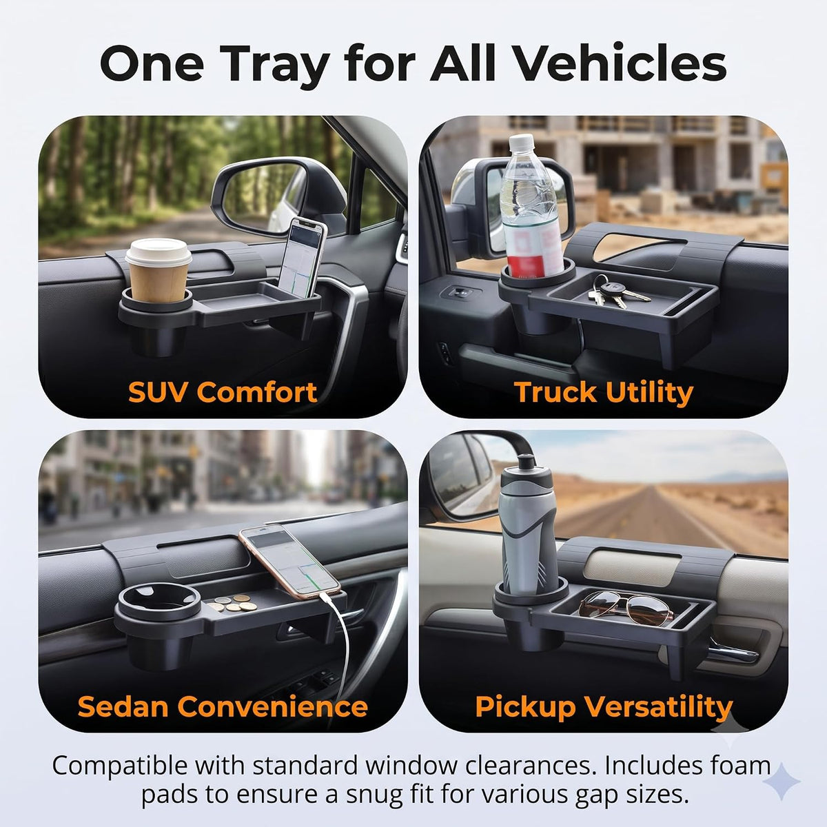 Car Window Storage Organizer, Door Side Hanging Box with Cup Holder & Phone Holder, Large Capacity Side Door Storage Tray for Earphones Keys, Universal Interior Organizer for Cars (Black #A)