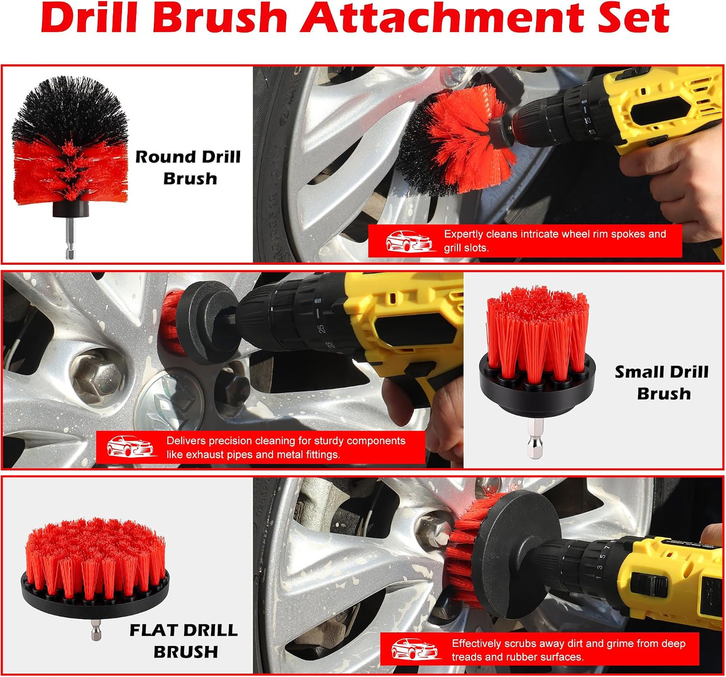 25Pcs Car Detailing Kit with Drill Brushes, Car Cleaning Kit for Interior Exterior, Wheel & Tire Brushes, Polishing Pads for Waxing, Auto Detailing Tools – Gift for Men Dad (25PCS)