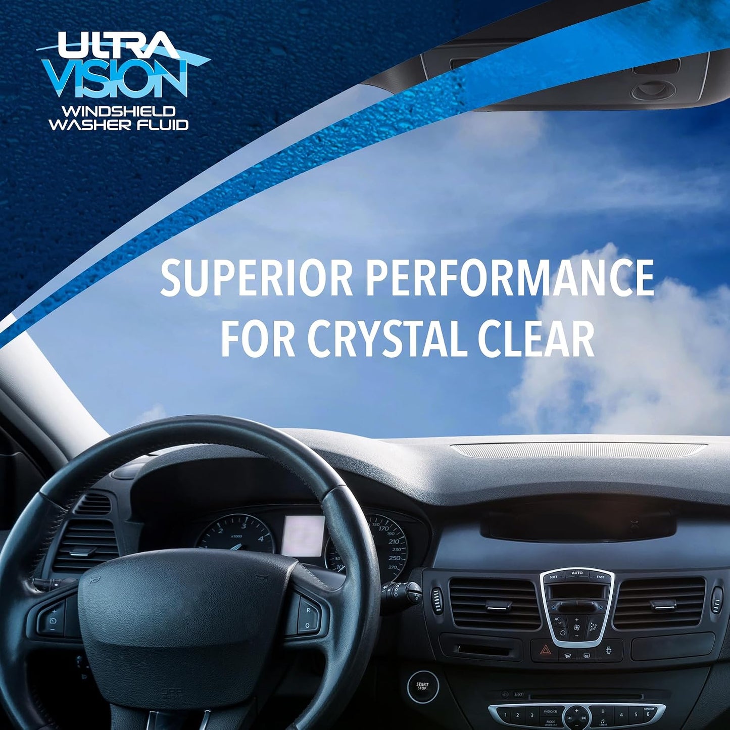 UltraVision Windshield Washer Fluid, Ready-to-Use Pre-Mixed Formula, Streak-Free Cleaning for Crystal-Clear Visibility, All-Weather Performance, +32°F, 1 Gallon
