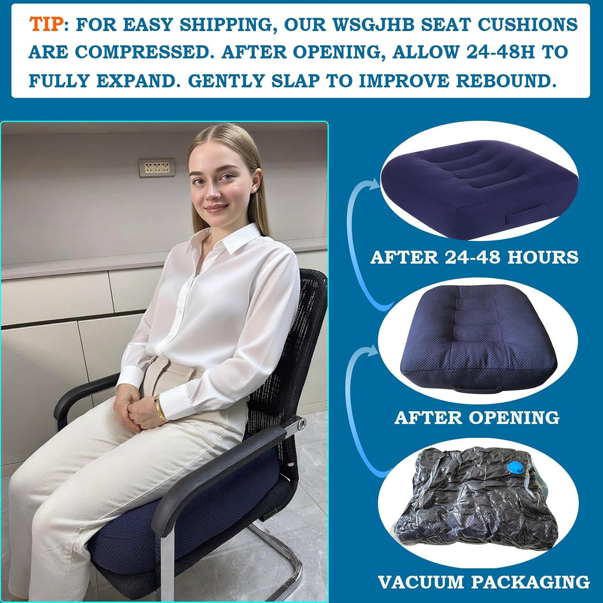 WSGJHB Large Seat Cushion, Extra Thick Booster Seat Cushions Long Sitting