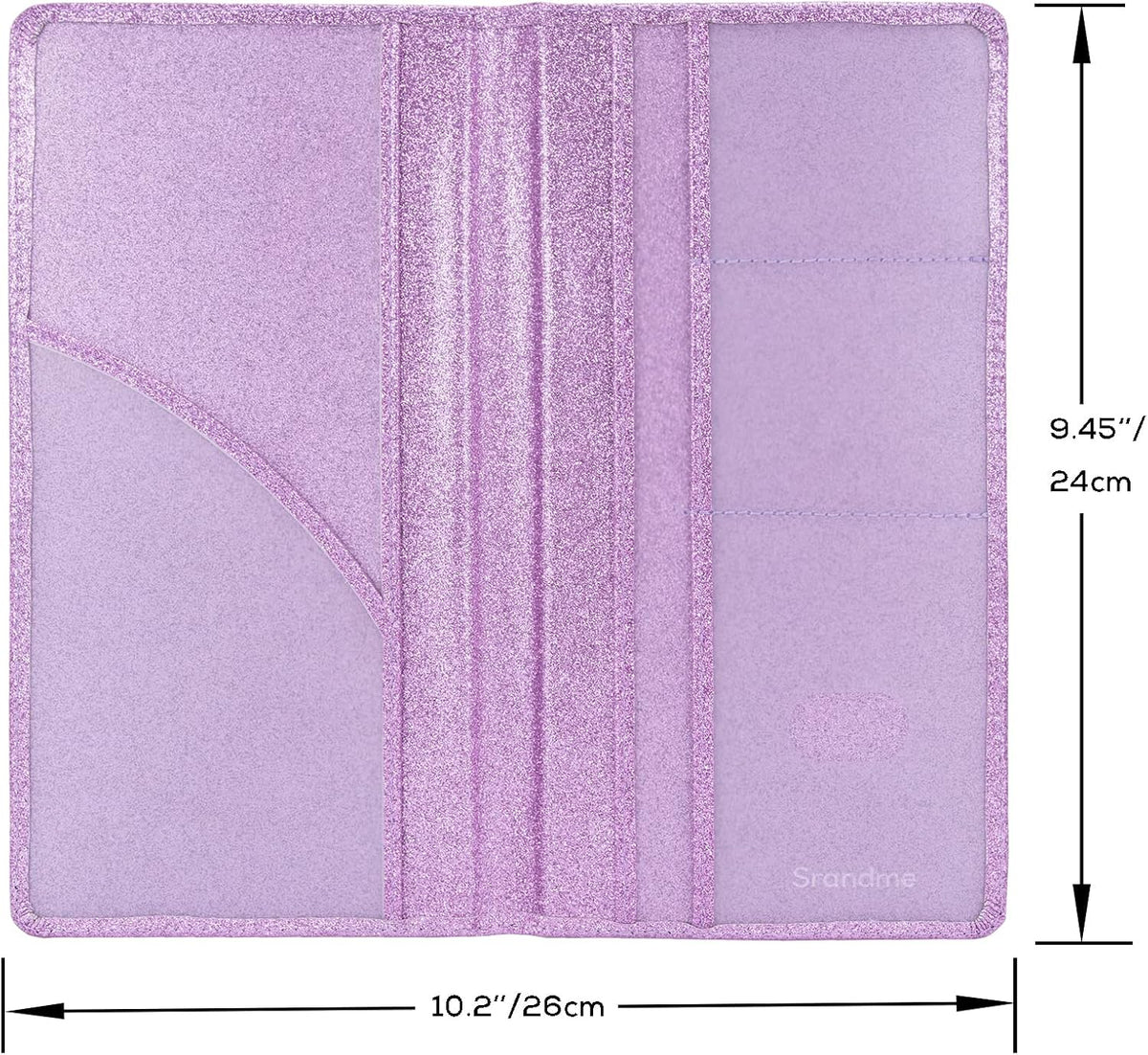 Leather Car Registration and Insurance Holder Magnetic Shut, Glitter Purple