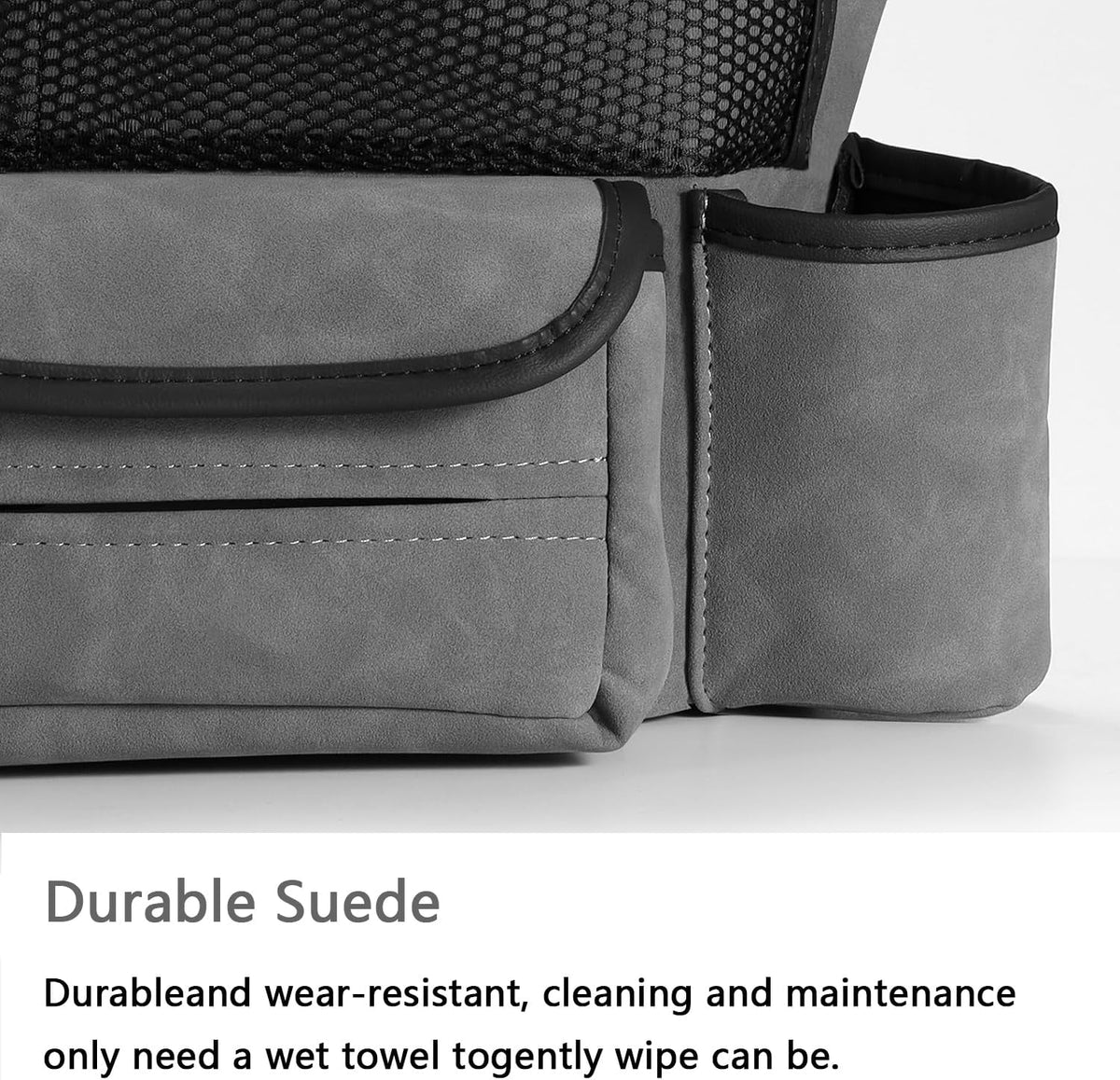Car Handbag Holder Between Seats Suede Large Capacity Car Purse Holder Automotive Consoles, Fits Between Front Seats, Holds Wallet, Phone & Essentials (Grey)