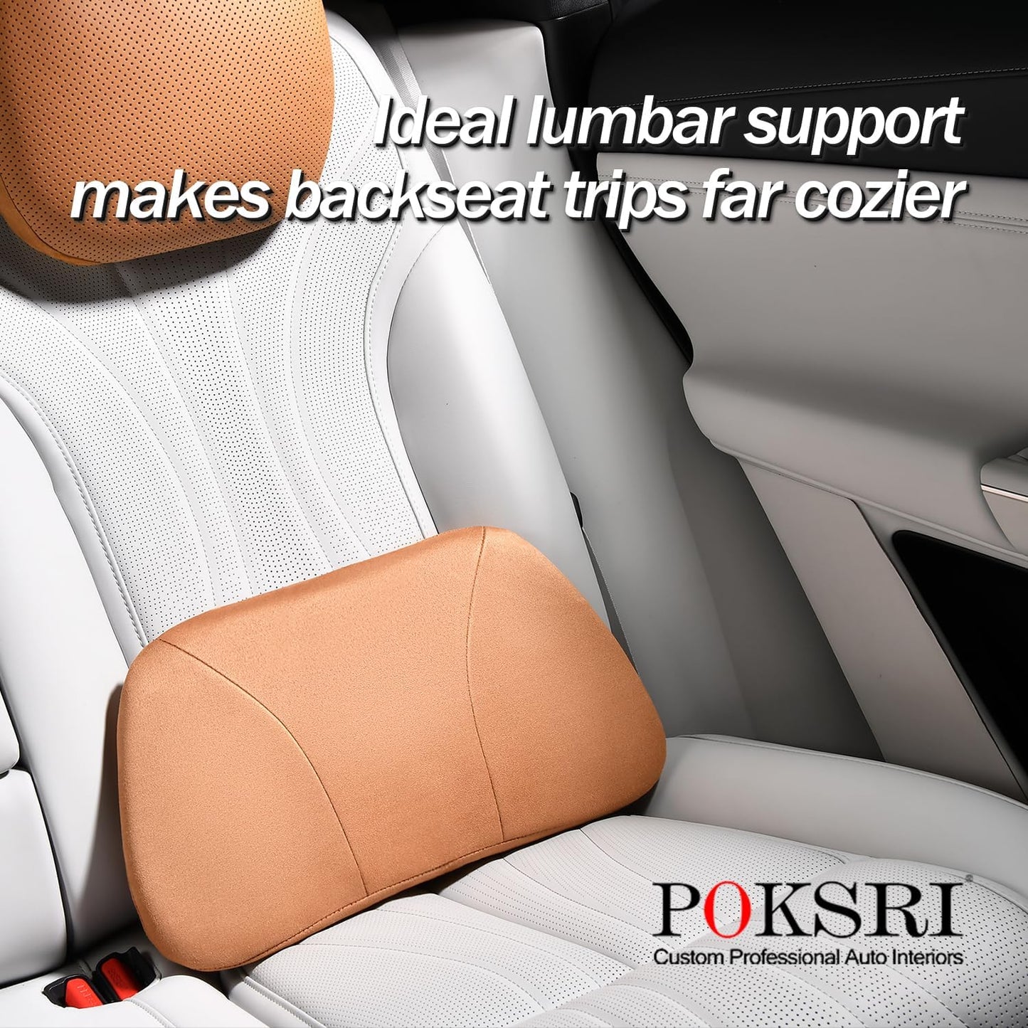 Lumbar Support Pillow,Back Pain Relief Cushion,fits tightly around the waist,Memory Foam,Skin-friendly Suede Fabric,fit Car Drive,Office chair,Rest seat,Improve Posture,Portable,15.5''Lx 8.7''H