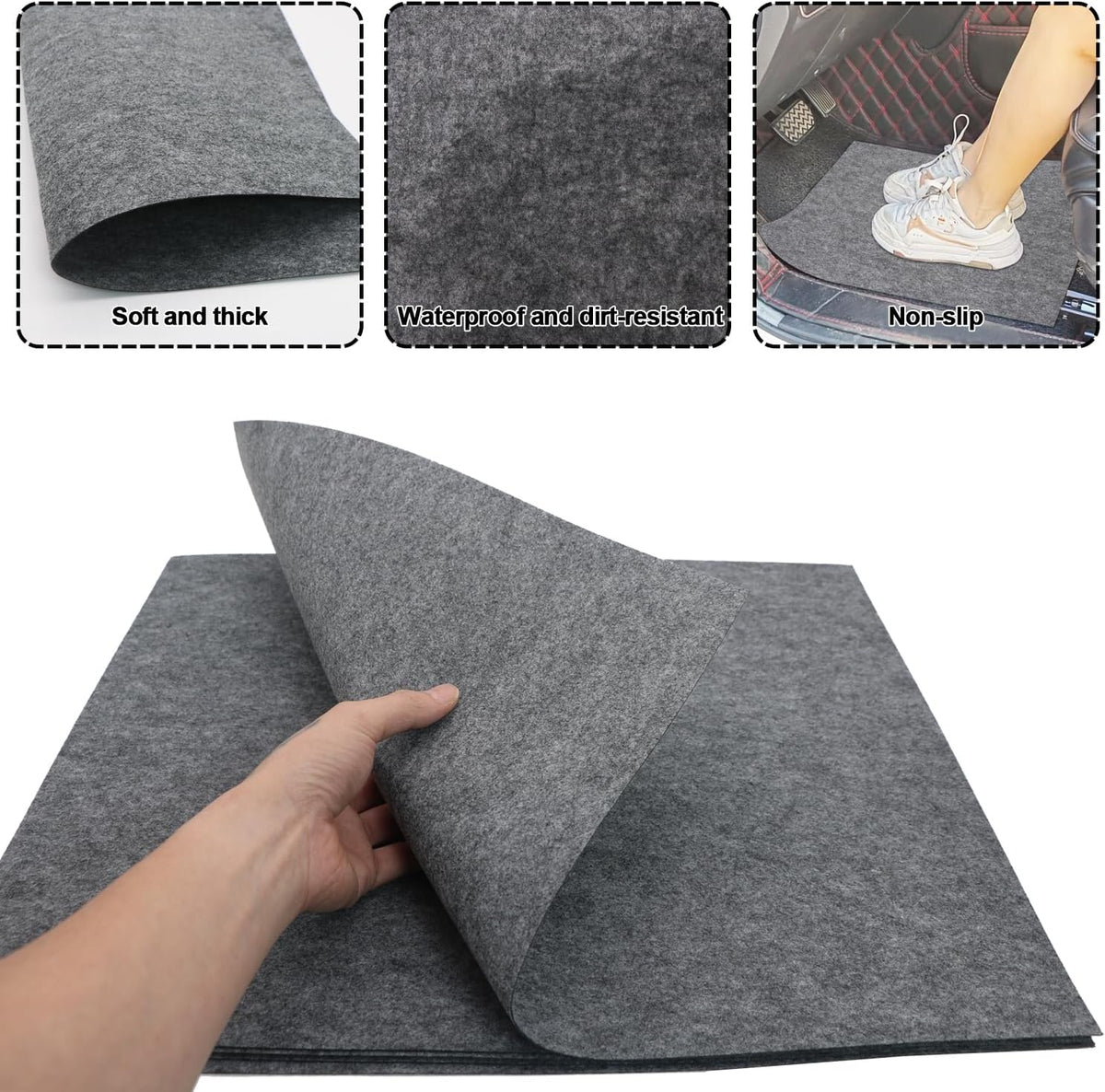 20-Pack Disposable Car Floor Mats 19.6×15.7 Inch Leak-Proof Heavy Duty Non-Woven Fabric for Car Wash/Detailing Truck/SUV/Jeep Vehicles - Dark Grey (Universal Fit, 20 Count)