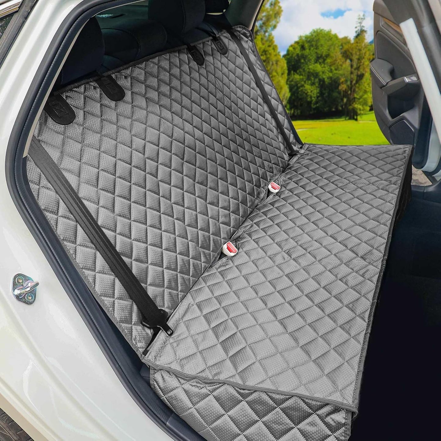 PETICON Waterproof Scratchproof Pet Bench Seat Covers for Cars, SUVs, Nonslip Durable Back Seat Cover for Dogs, 600D Oxford Fabric, Machine Washable