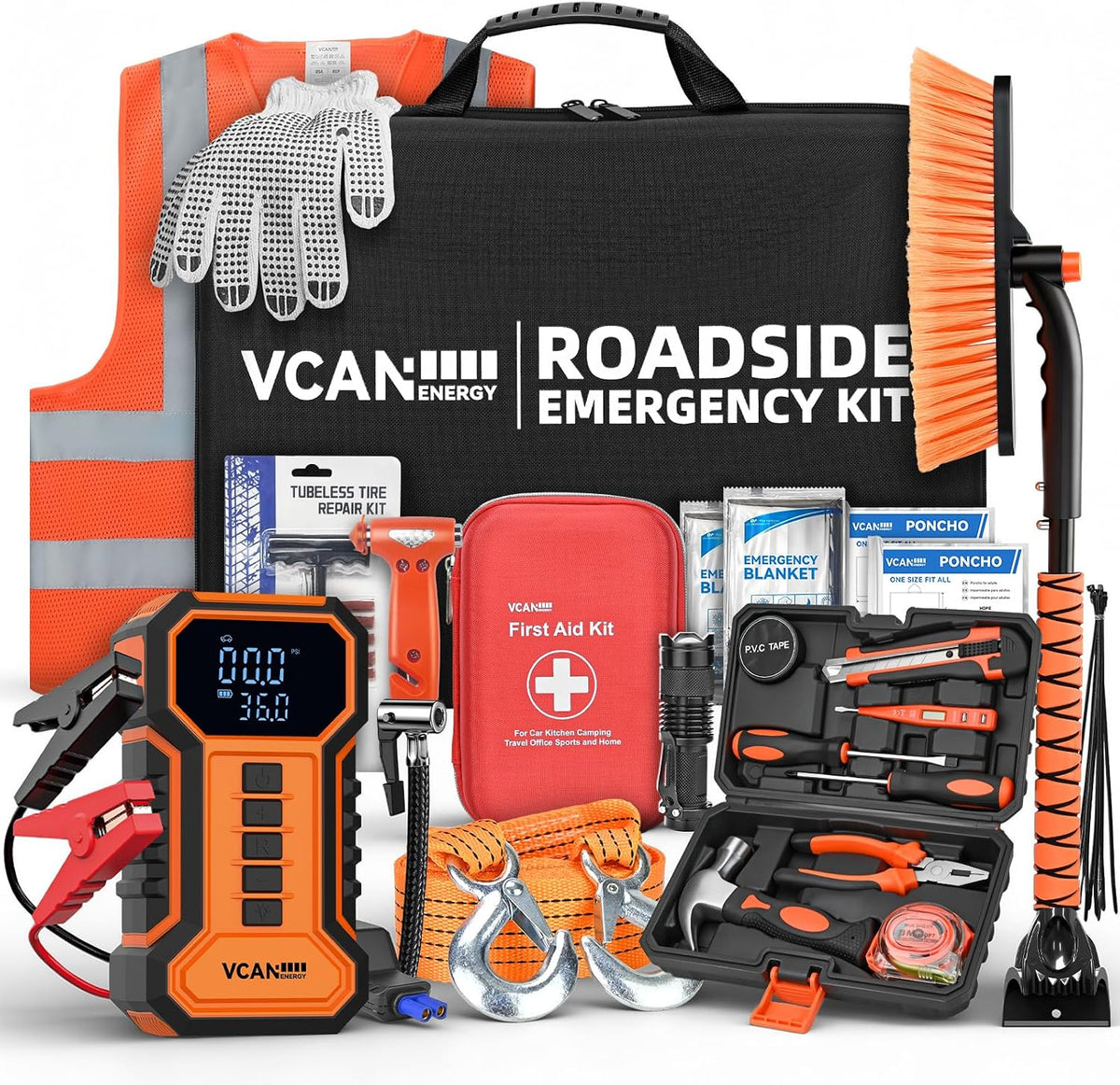 Jump Starter with Air Compressor Car Emergency Kit for Women, Men, Teen
