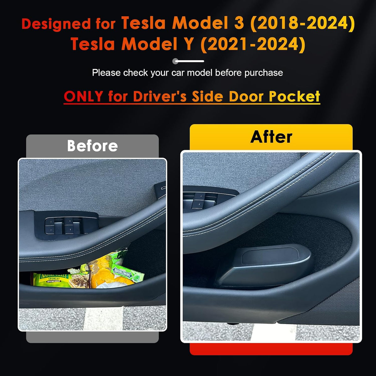 for Tesla Model Y Trash Can Tesla Model 3 Trash Bin for 2018-2025 Tesla Small Car Trash Can for Side Door Model 3 Front Left Door Trash Garbage Bin w/Lid (Tesla Left Side)