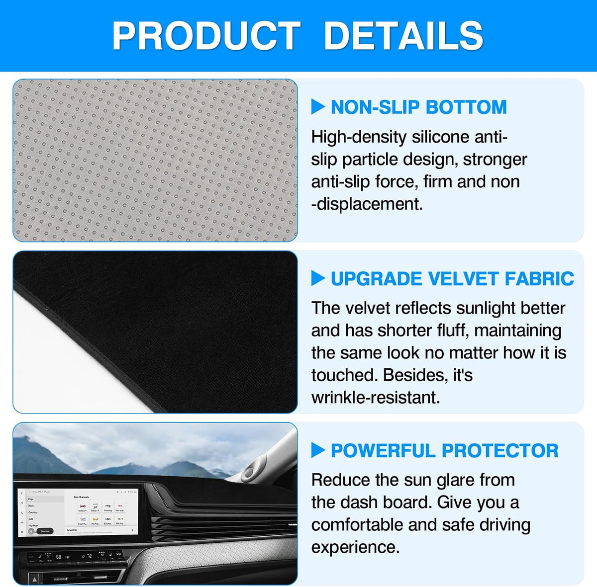 Autorder Dashboard Cover Mat for Toyota Camry 2025 2026 Accessories Dash Cover Upgrade Velvet Dash Mat Sunshade Glare UV Rays Protector(with HUD)