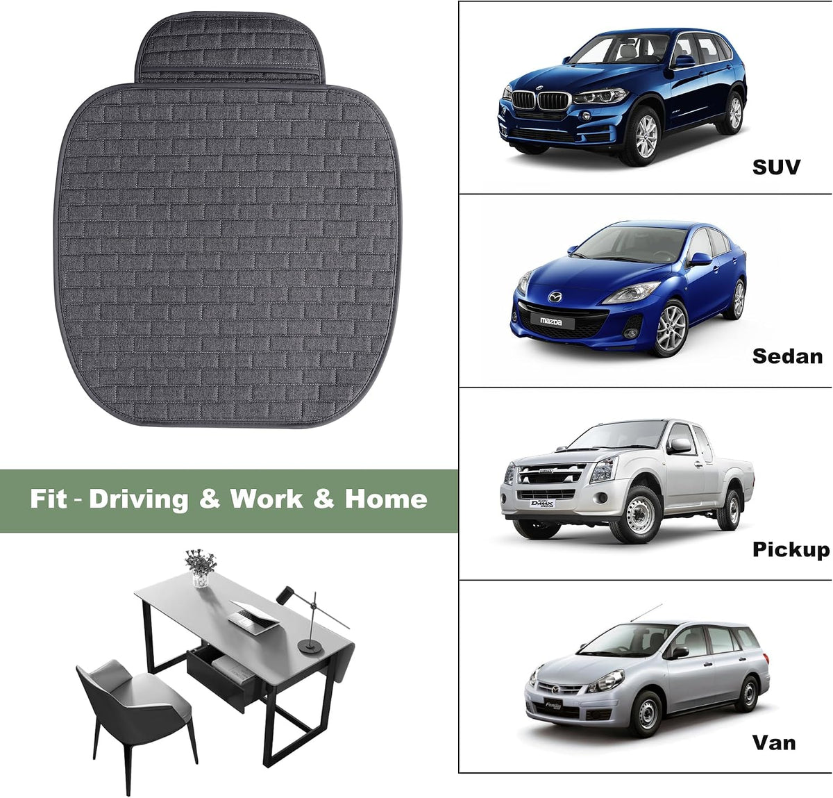 VarCozy Linen Car Seat Covers, Bottom Breathable Seat Covers for Cars for All Seasons with Non-Slip Protector, Universal Seat Covers for Cars, SUVs, Trucks