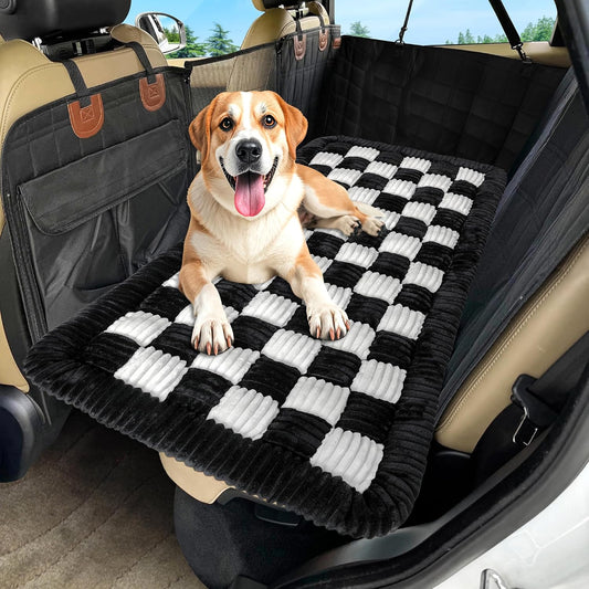 Loiion Dog Car Bed Mat, Non-Slip Backseat Extender Pet Blanket, Plaid Dog Bed for SUVs, Sedans & Trucks, Chew-Resistant Travel Pad for Dogs, Easy Clean & Scratch-Proof & Comfort (50"x24.6")